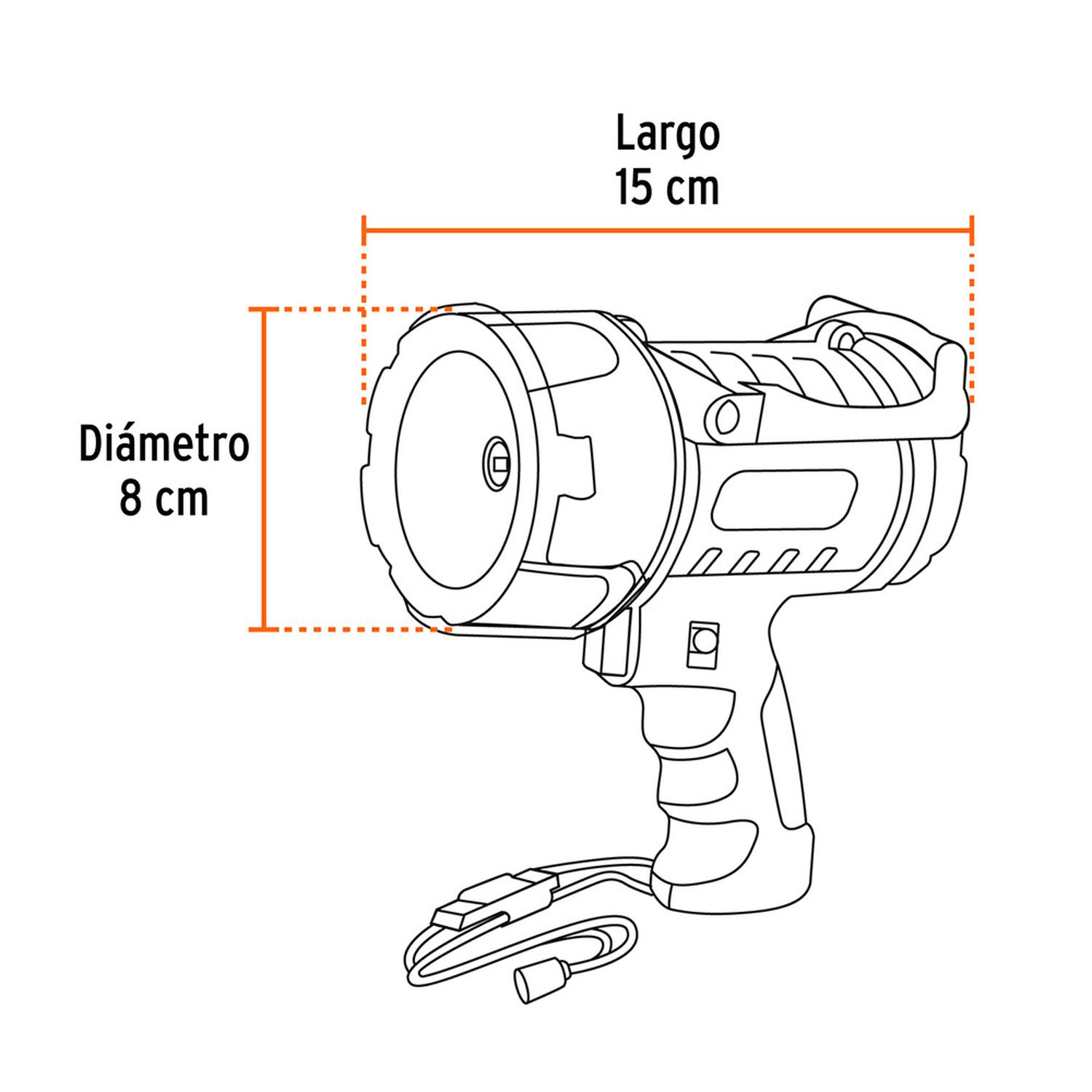 LINTERNA REFLECTORA RECARGABLE TRUPER LED 2000LM FILTRO ROJO EXTRAÍBLE Y SILBATO DE EMERGENCIA - 6