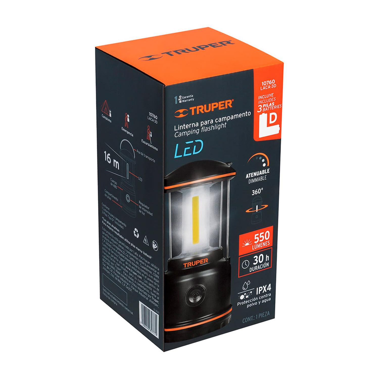 LINTERNA FAROL TRUPER LED 550 LM PARA CAMPAMENTO CON 3 PILAS TIPO D - 8