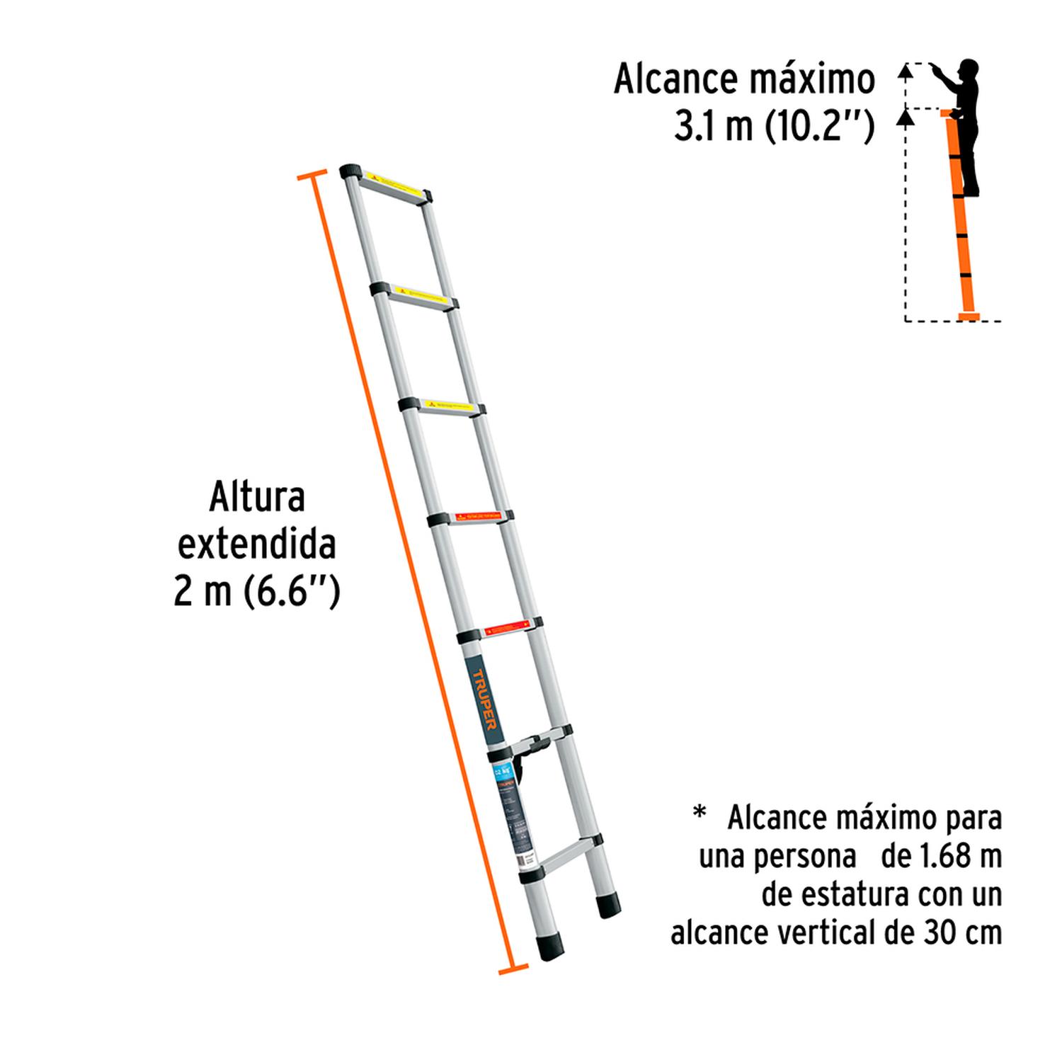 ESCALERA TELESCÓPICA TRUPER ESTE-207 CON 7 PELDAÑOS - 3