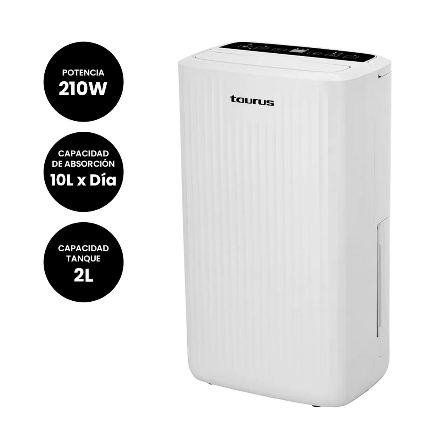 DESHUMEDECEDOR ELÉCTRICO TAURUS DH-10L 2 LITROS CON ASA DE TRANSPORTE Y MANGUERA DE DRENAJE - 2