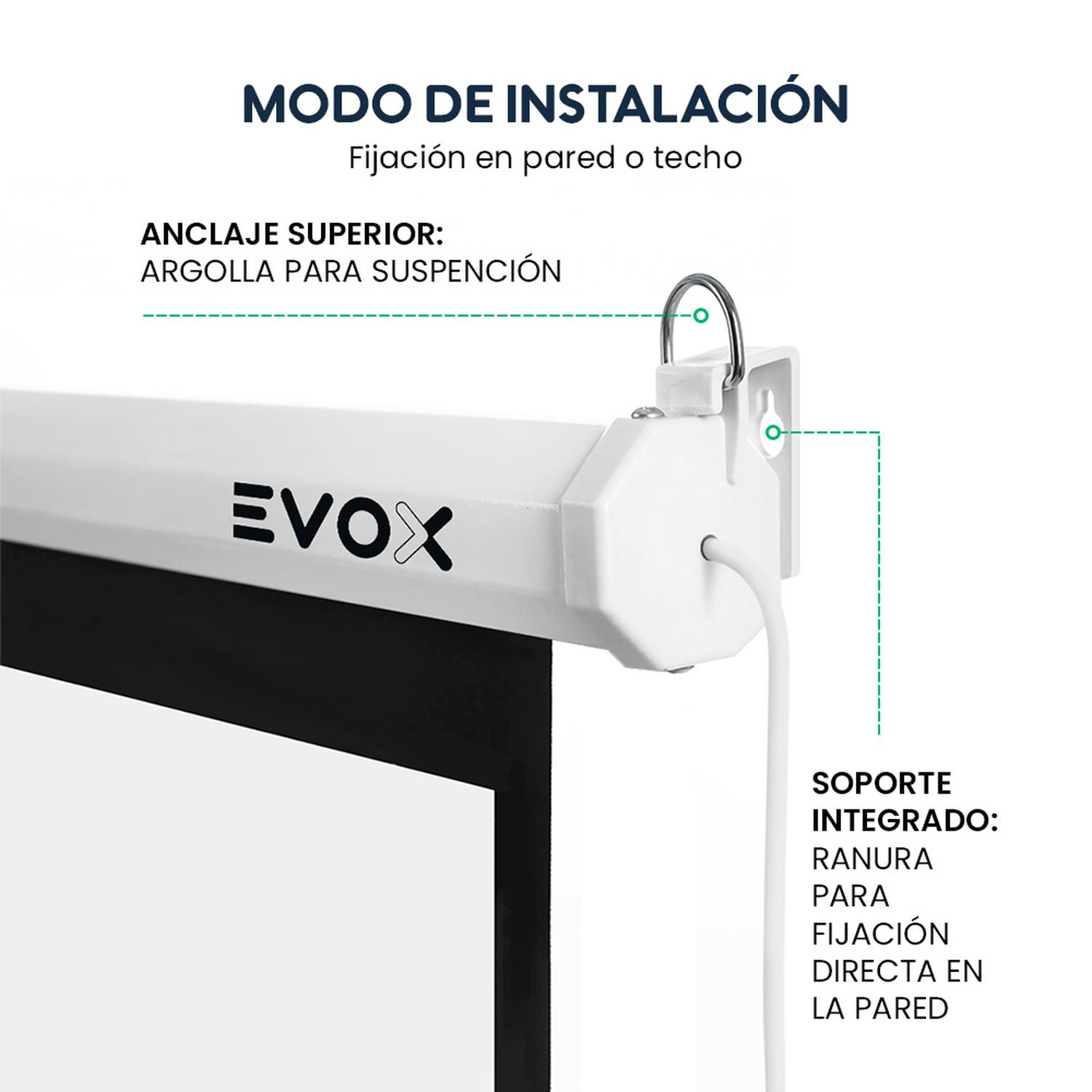 ECRAN ELÉCTRICO EVOX DE 100 PULGADAS 16:9 CON PANTALLA RETRÁCTIL AUTOMÁTICA - 5