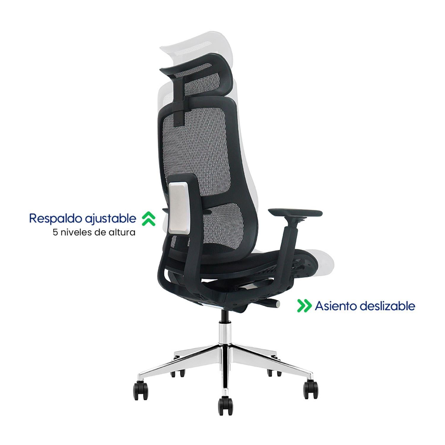 SILLA DE OFICINA ERGONÓMICA EVOX SC24 CON RESPALDO AJUSTABLE Y ASIENTO DESLIZANTE - 5