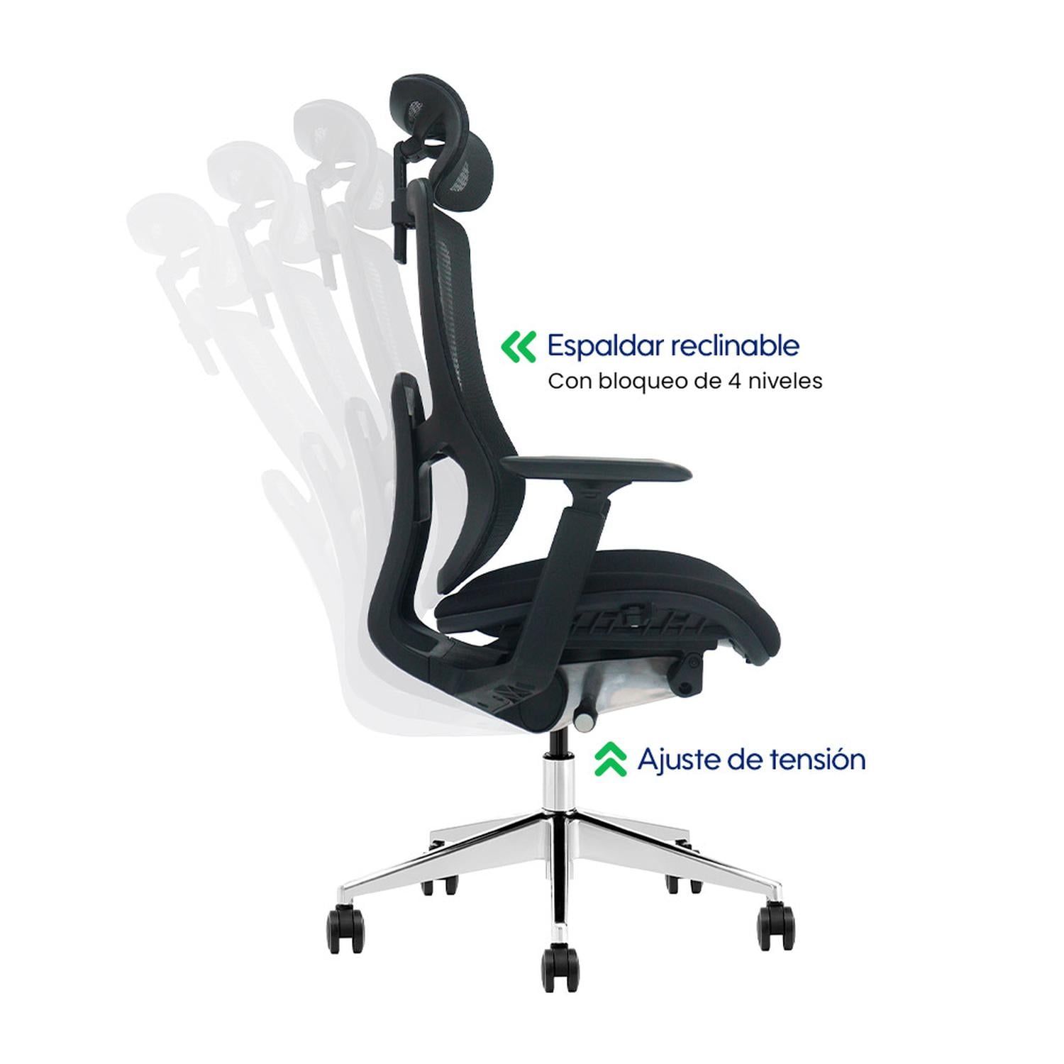 SILLA DE OFICINA ERGONÓMICA EVOX SC24 CON RESPALDO AJUSTABLE Y ASIENTO DESLIZANTE - 6