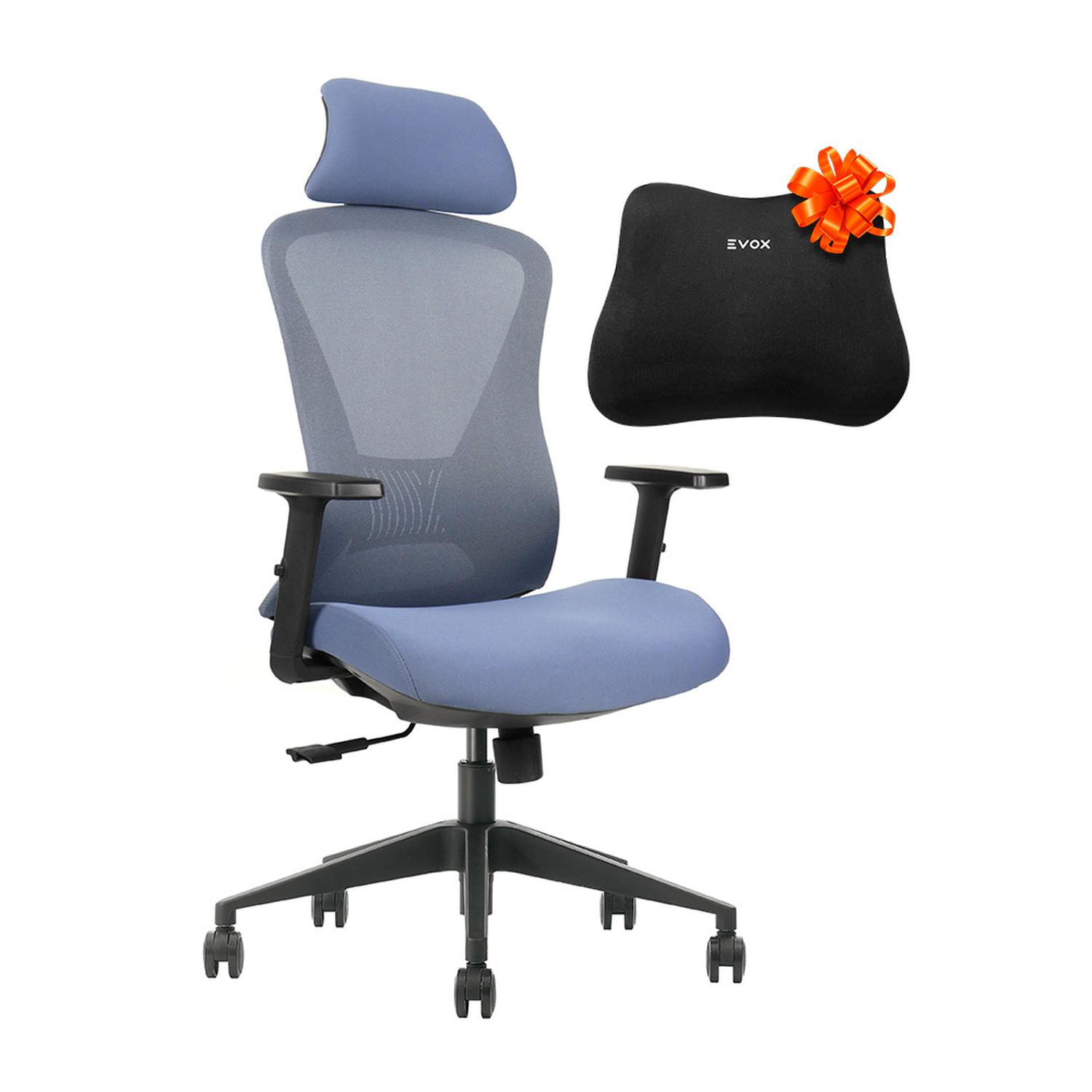 SILLA DE OFICINA ERGONÓMICA EVOX GK2 AZUL CON LUMBAR AJUSTABLE Y RECLINABLE 120 - 1