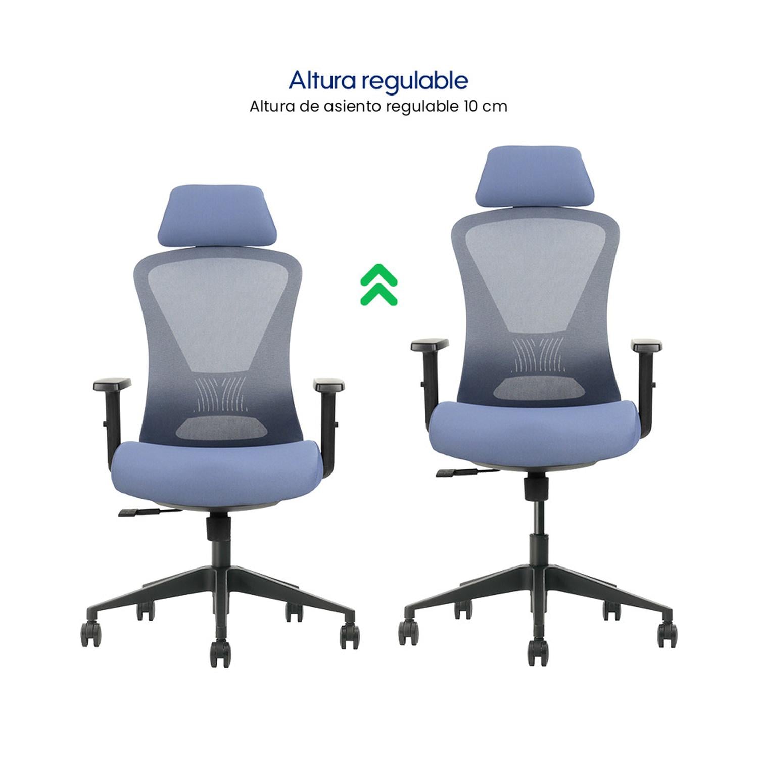 SILLA DE OFICINA ERGONÓMICA EVOX GK2 AZUL CON LUMBAR AJUSTABLE Y RECLINABLE 120 - 3