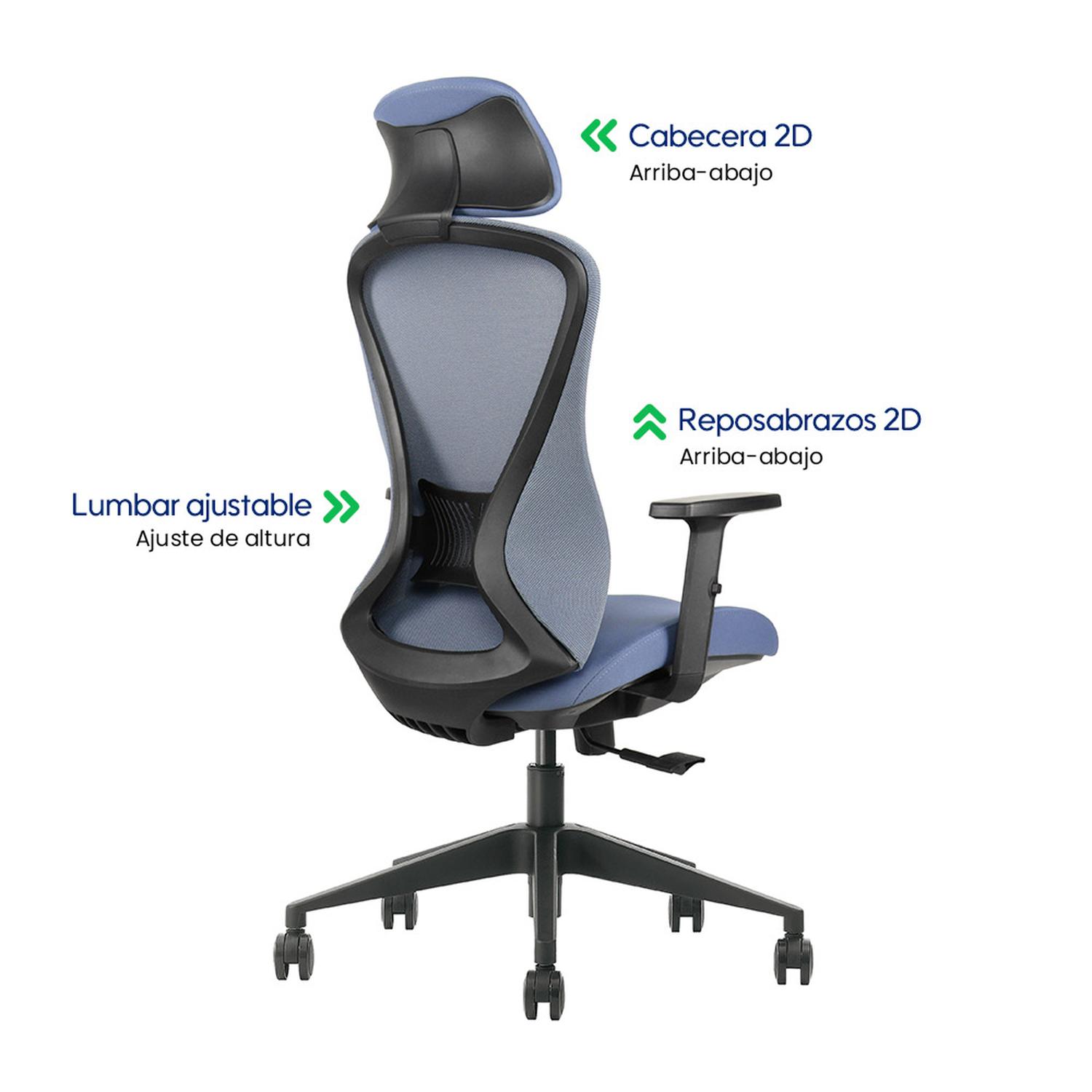 SILLA DE OFICINA ERGONÓMICA EVOX GK2 AZUL CON LUMBAR AJUSTABLE Y RECLINABLE 120 - 4