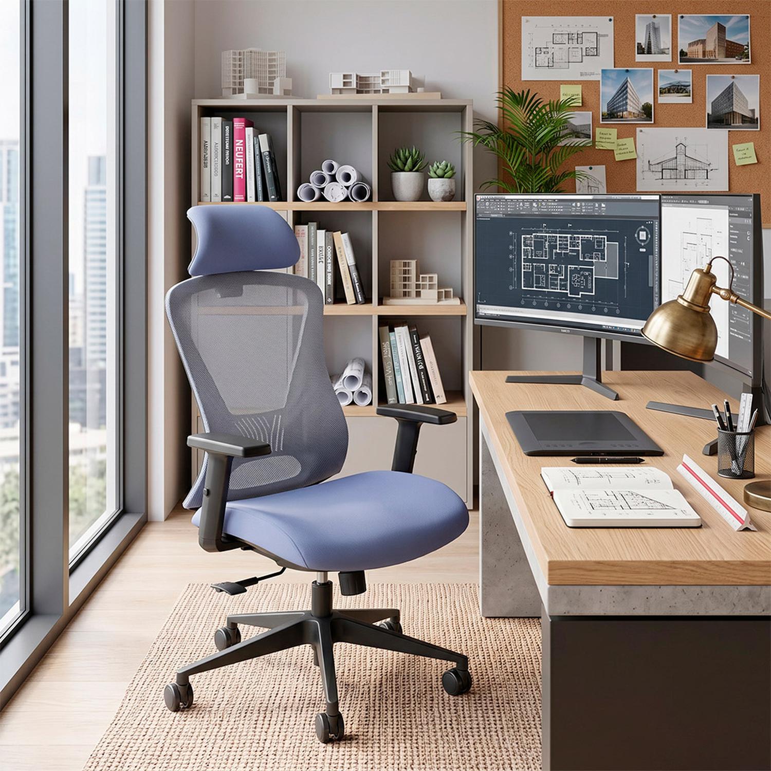 SILLA DE OFICINA ERGONÓMICA EVOX GK2 AZUL CON LUMBAR AJUSTABLE Y RECLINABLE 120 - 9
