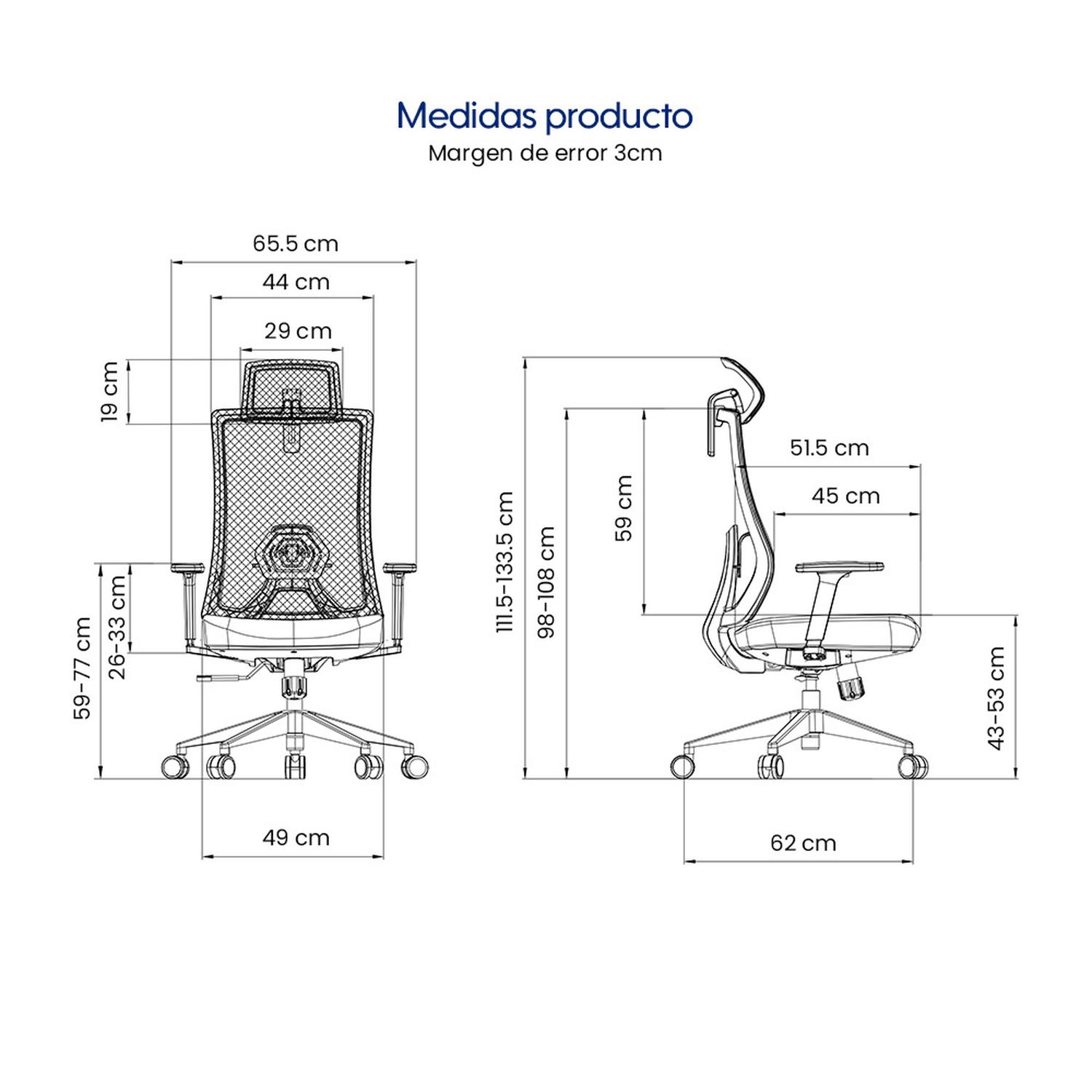 SILLA DE OFICINA ERGONÓMICA EJECUTIVA CON SOPORTE LUMBAR AJUSTABLE Y BRAZOS 3D EVOX KC16 - 8