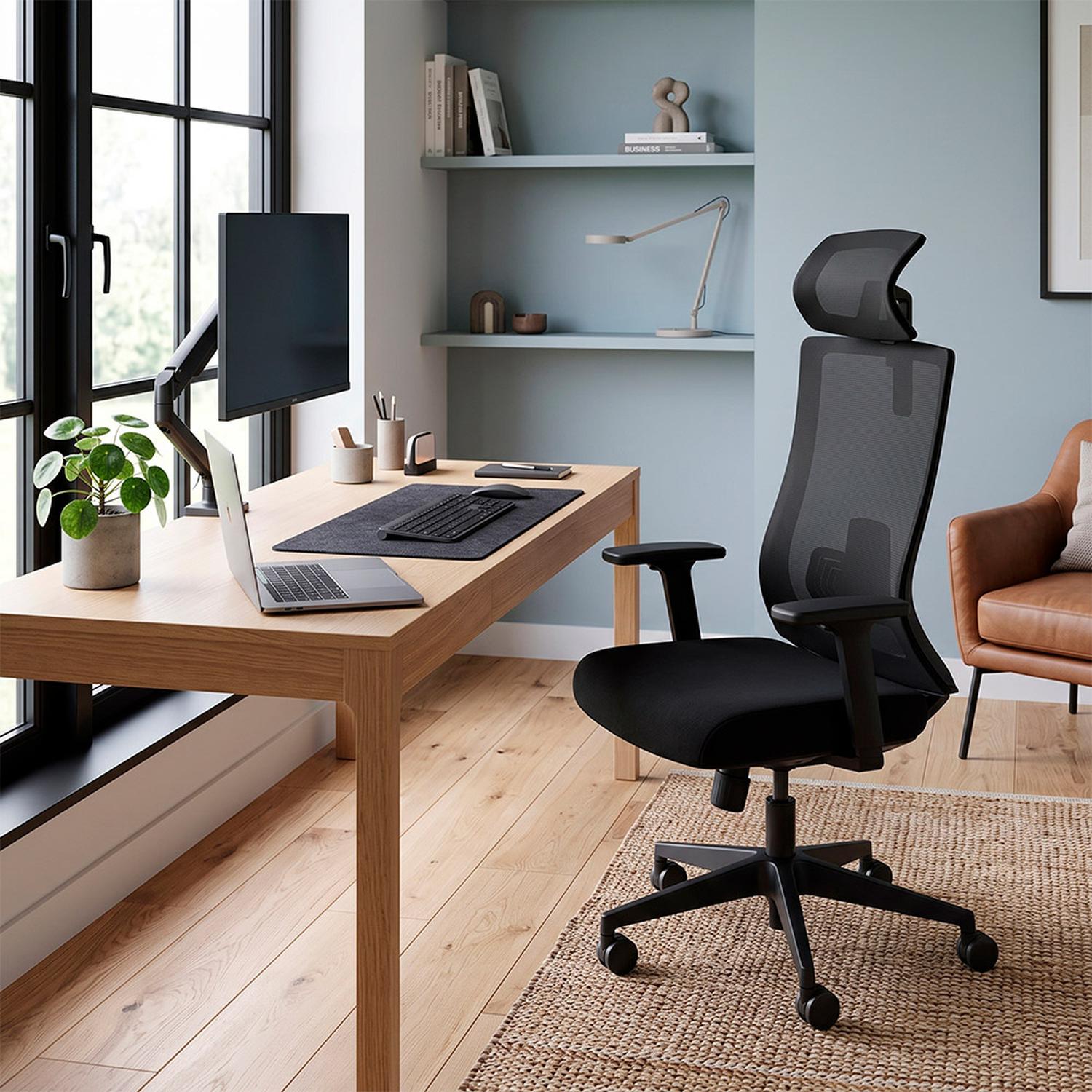 SILLA DE OFICINA ERGONÓMICA EJECUTIVA CON SOPORTE LUMBAR AJUSTABLE Y BRAZOS 3D EVOX KC16 - 9