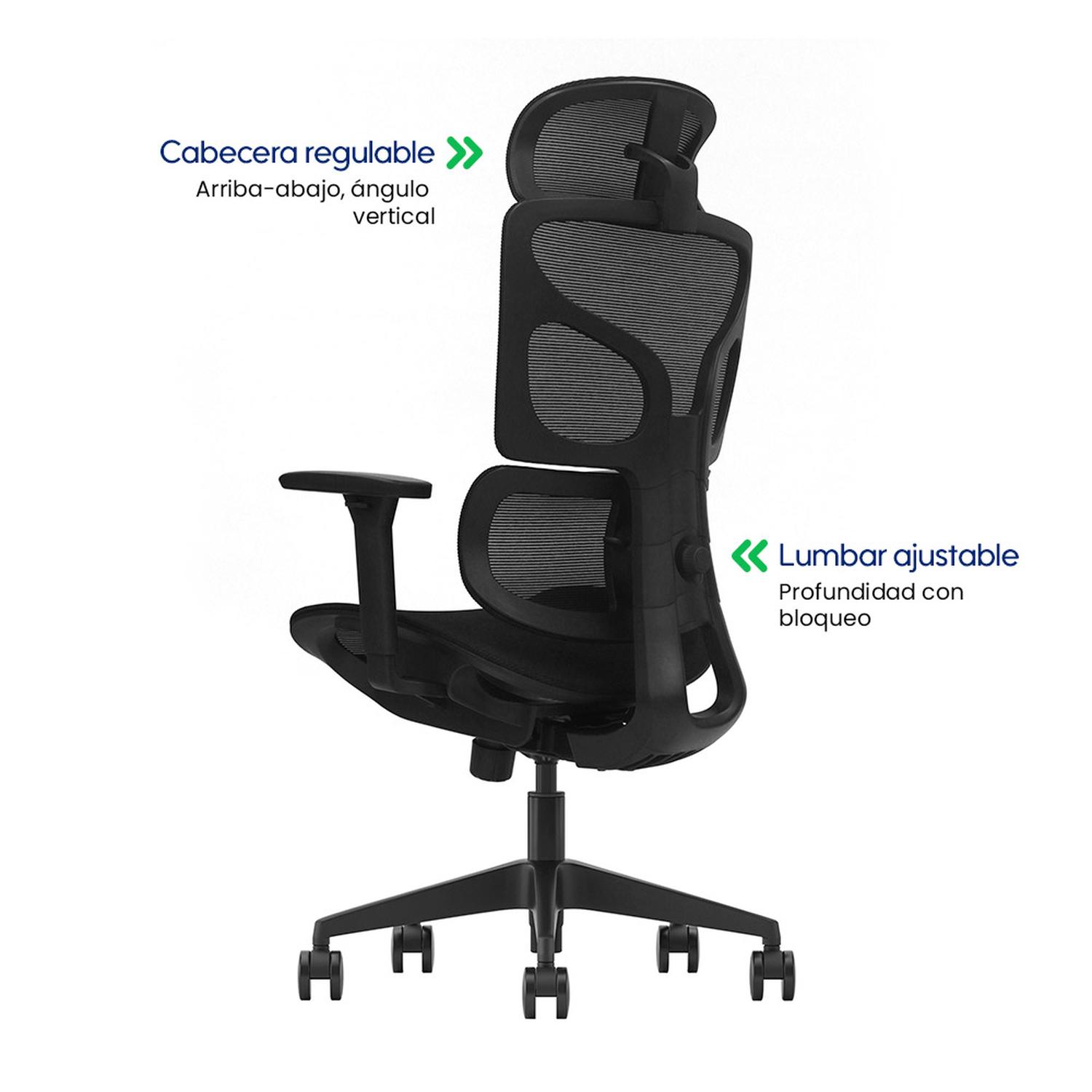 SILLA DE OFICINA ERGONÓMICA PROFESIONAL EVOX FC17 FULL MESH CON SOPORTE LUMBAR Y BRAZOS 3D - 4