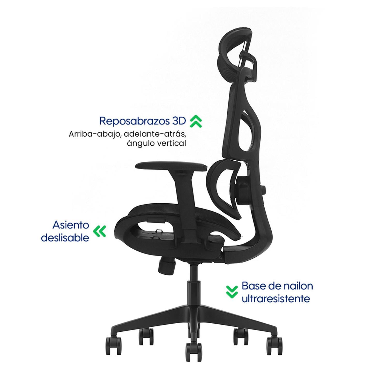 SILLA DE OFICINA ERGONÓMICA PROFESIONAL EVOX FC17 FULL MESH CON SOPORTE LUMBAR Y BRAZOS 3D - 5