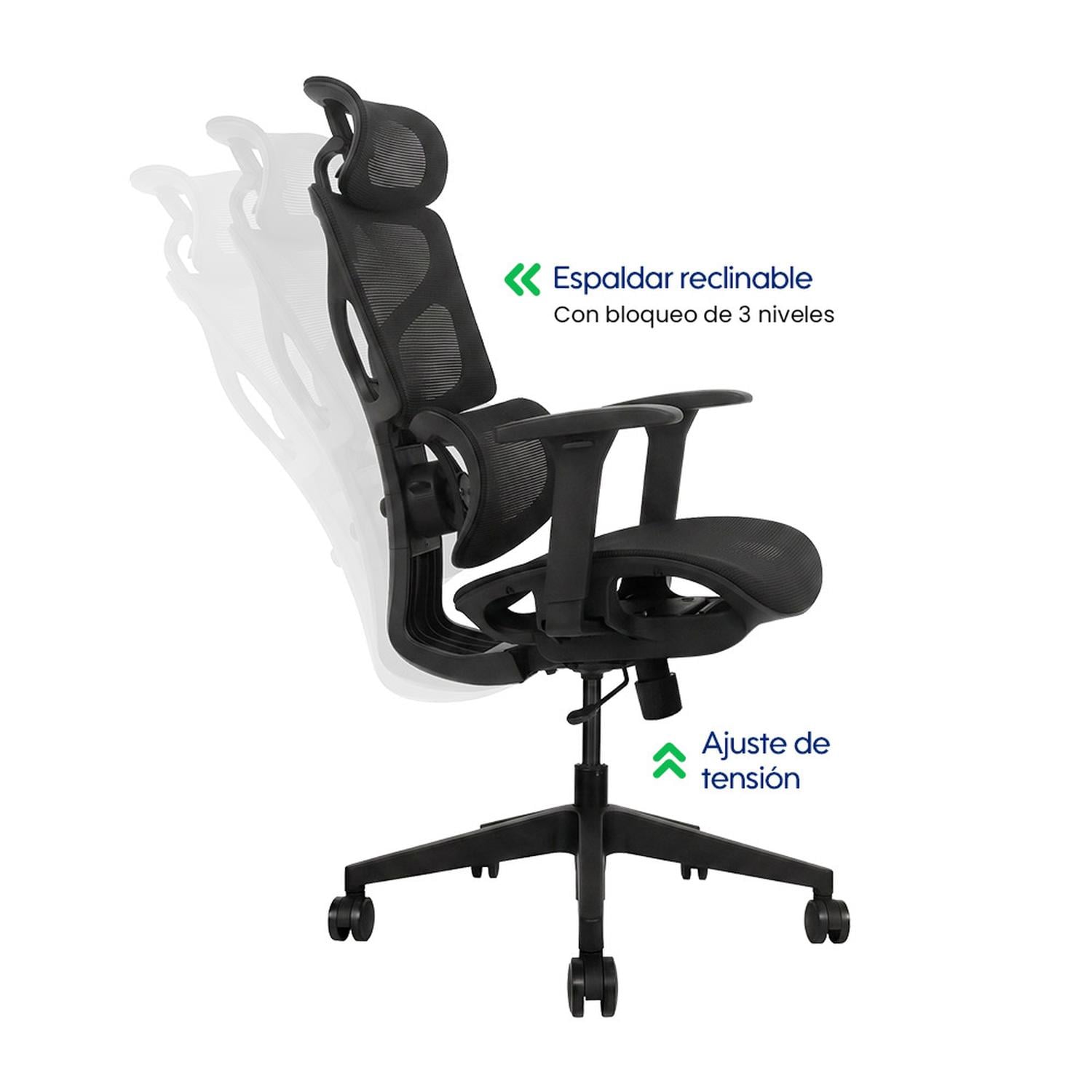 SILLA DE OFICINA ERGONÓMICA PROFESIONAL EVOX FC17 FULL MESH CON SOPORTE LUMBAR Y BRAZOS 3D - 6