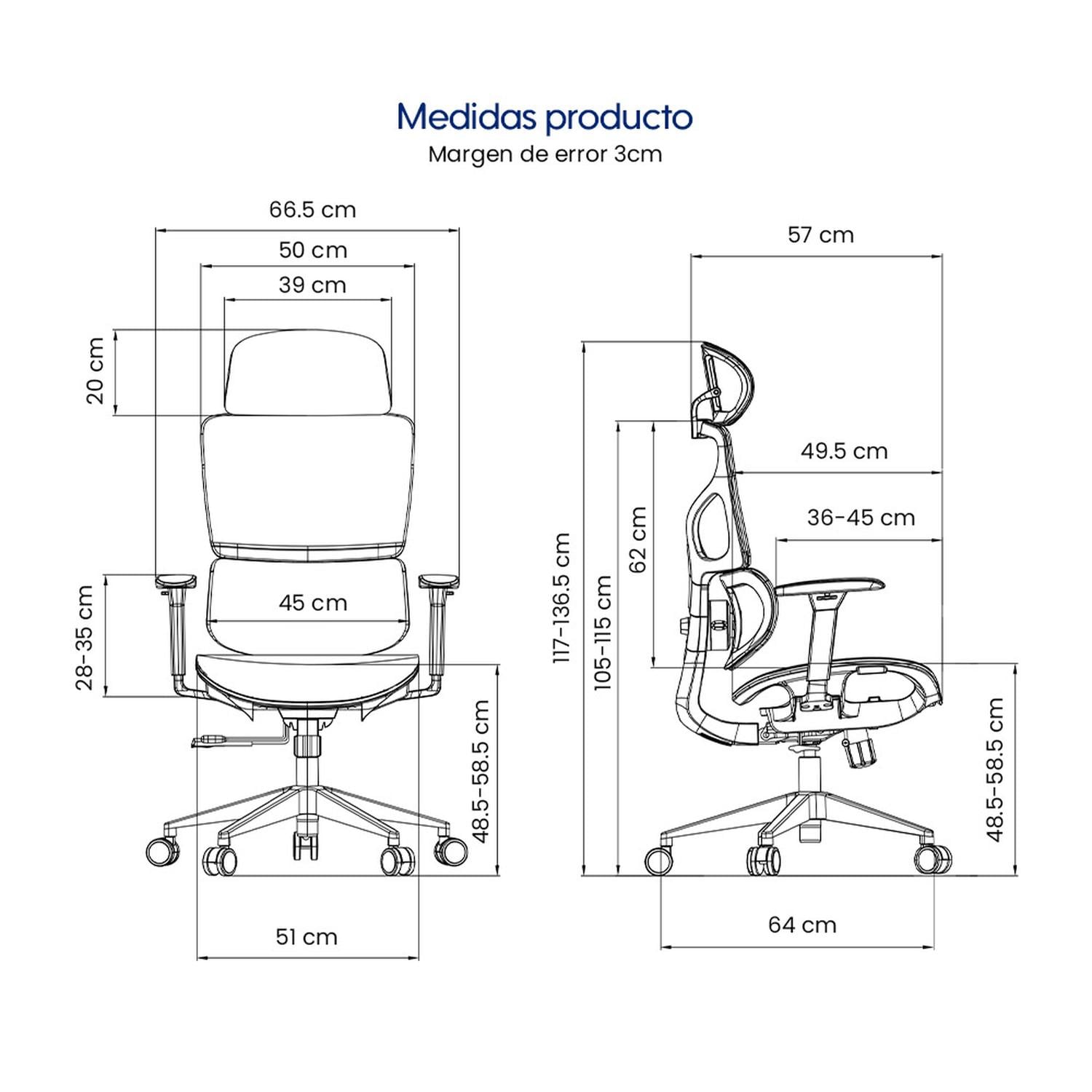 SILLA DE OFICINA ERGONÓMICA PROFESIONAL EVOX FC17 FULL MESH CON SOPORTE LUMBAR Y BRAZOS 3D - 9