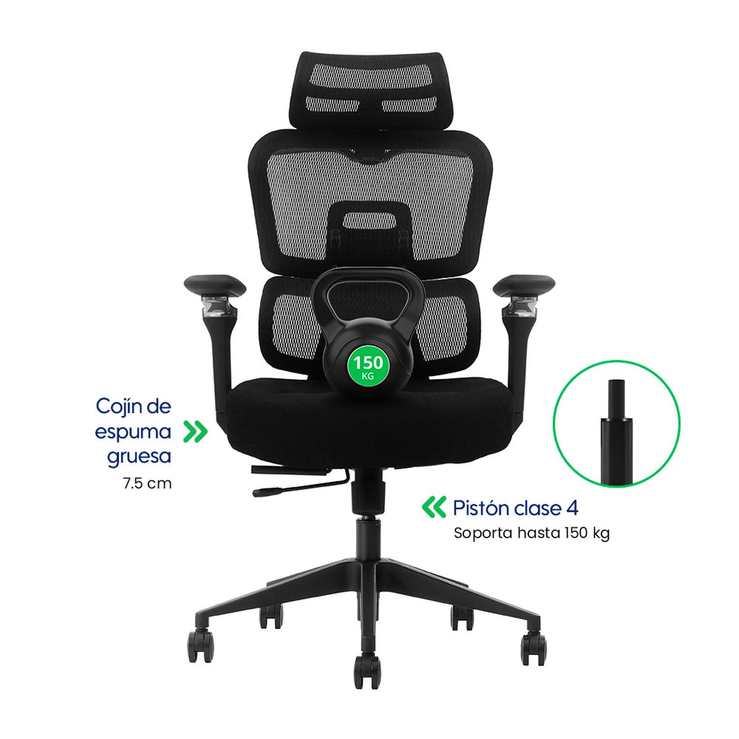SILLA DE OFICINA ERGONÓMICA EVOX NC19 CON BRAZOS 5D Y SOPORTE LUMBAR DINÁMICO - 7