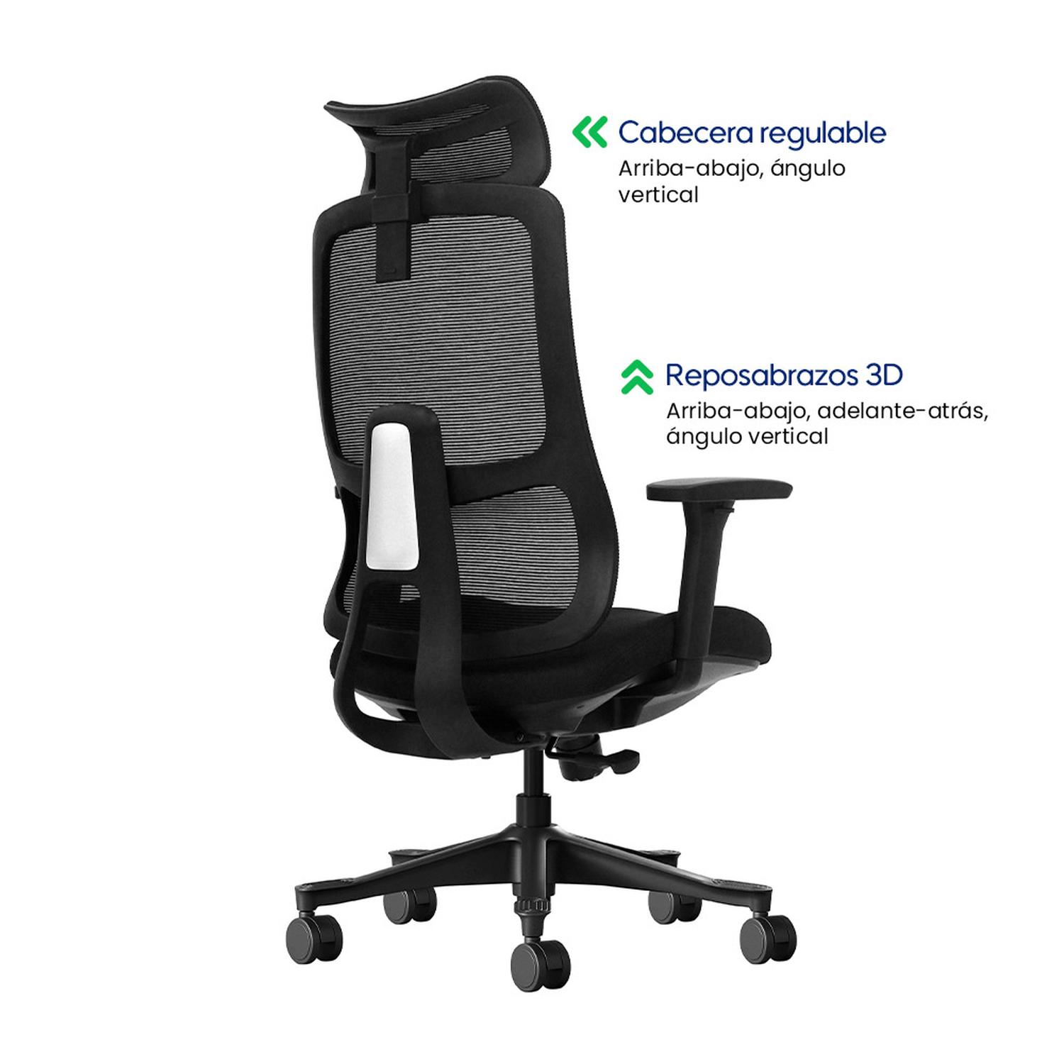 SILLA DE OFICINA ERGONÓMICA EVOX DC20 CON RESPALDO AJUSTABLE Y BRAZOS 3D - 4
