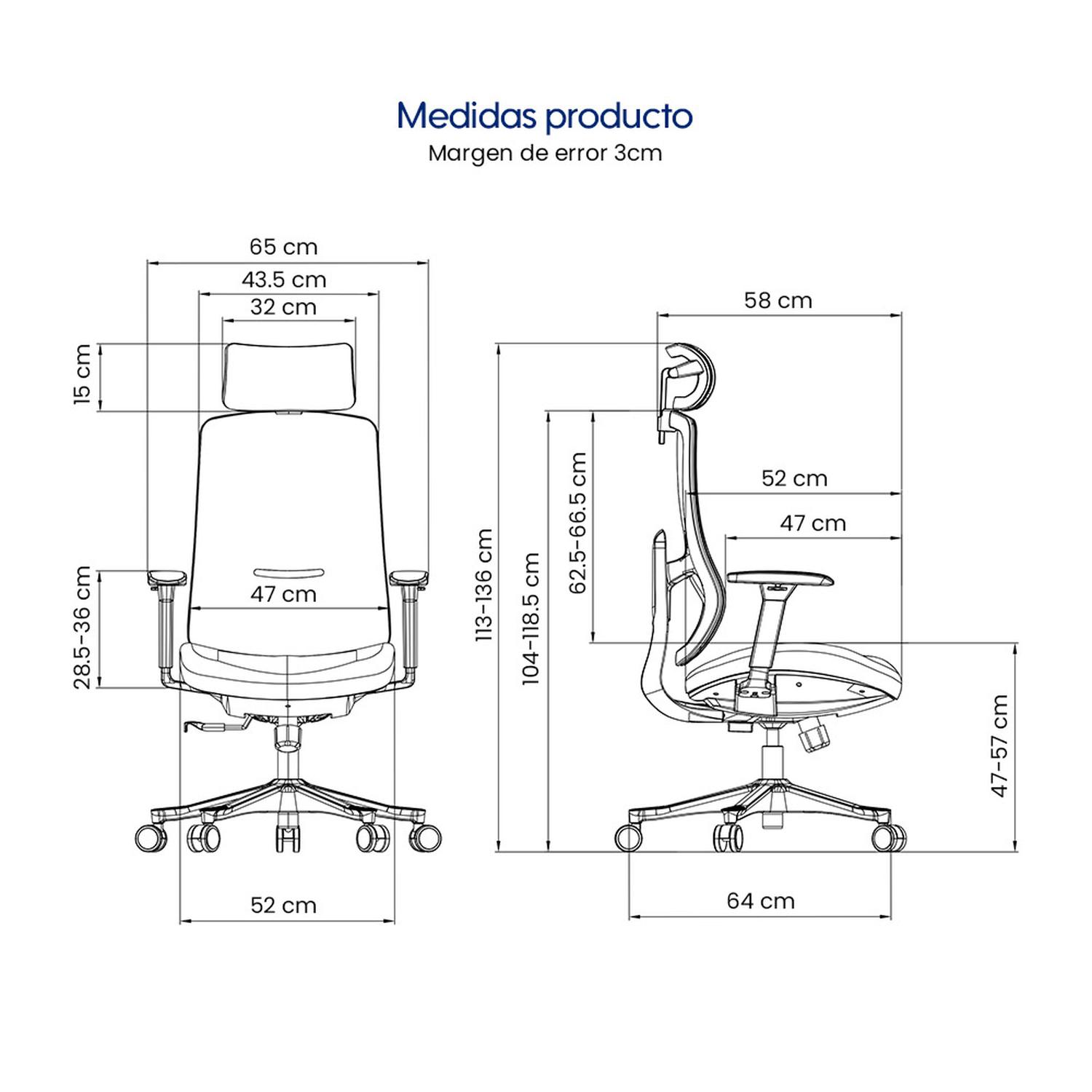 SILLA DE OFICINA ERGONÓMICA EVOX DC20 CON RESPALDO AJUSTABLE Y BRAZOS 3D - 9