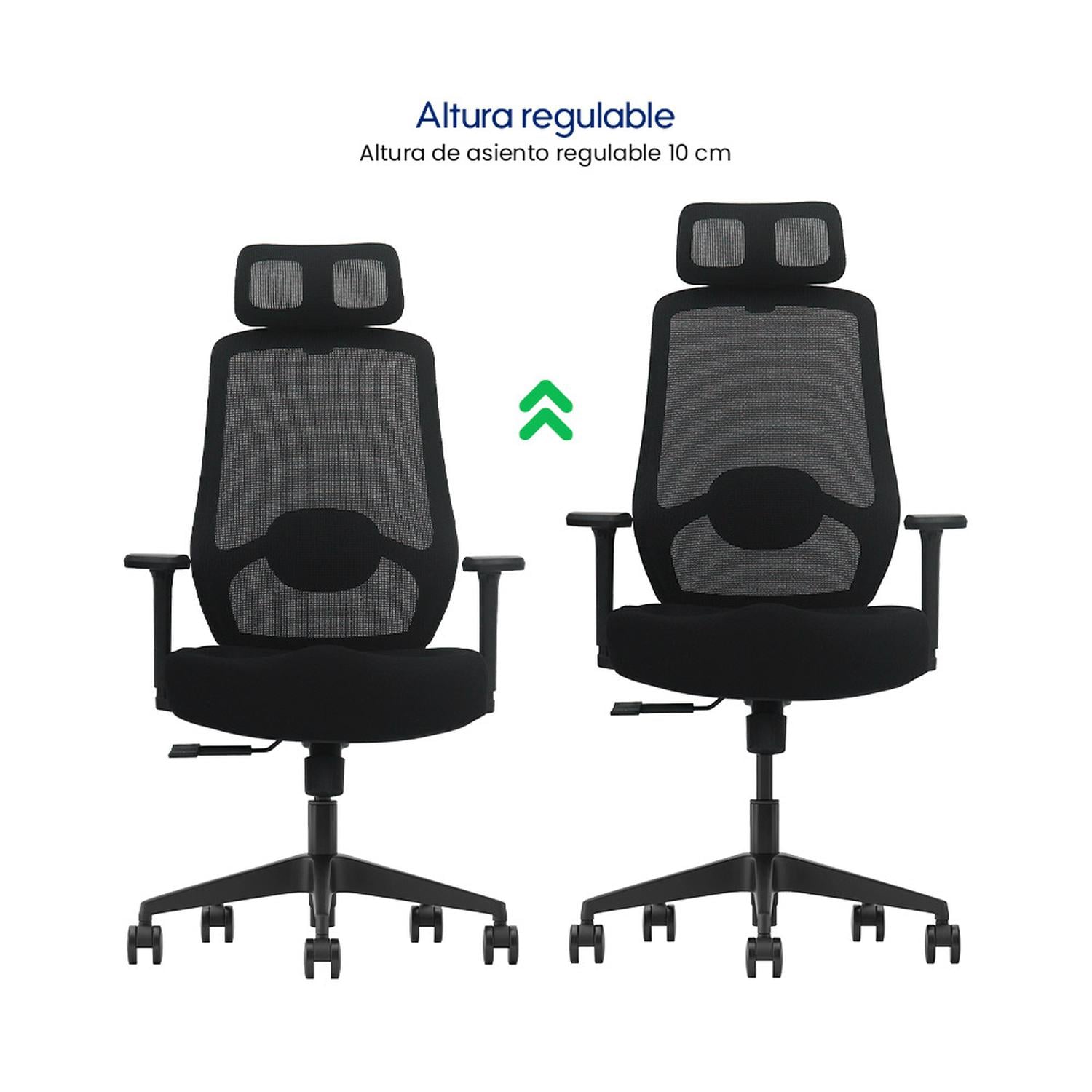 SILLA DE OFICINA ERGONÓMICA EJECUTIVA EVOX VC22 CON LUMBAR AJUSTABLE Y BRAZOS 3D - 3