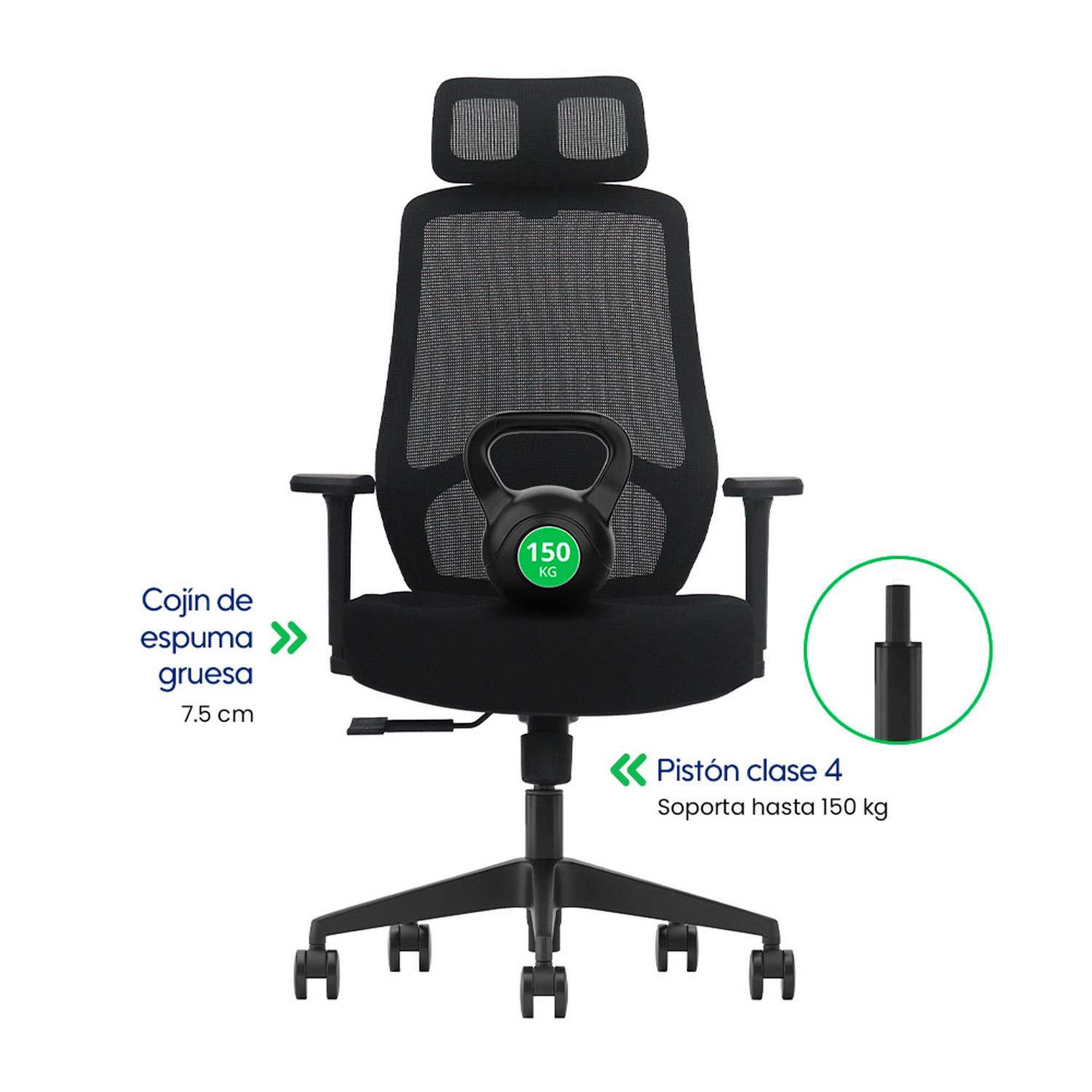 SILLA DE OFICINA ERGONÓMICA EJECUTIVA EVOX VC22 CON LUMBAR AJUSTABLE Y BRAZOS 3D - 6