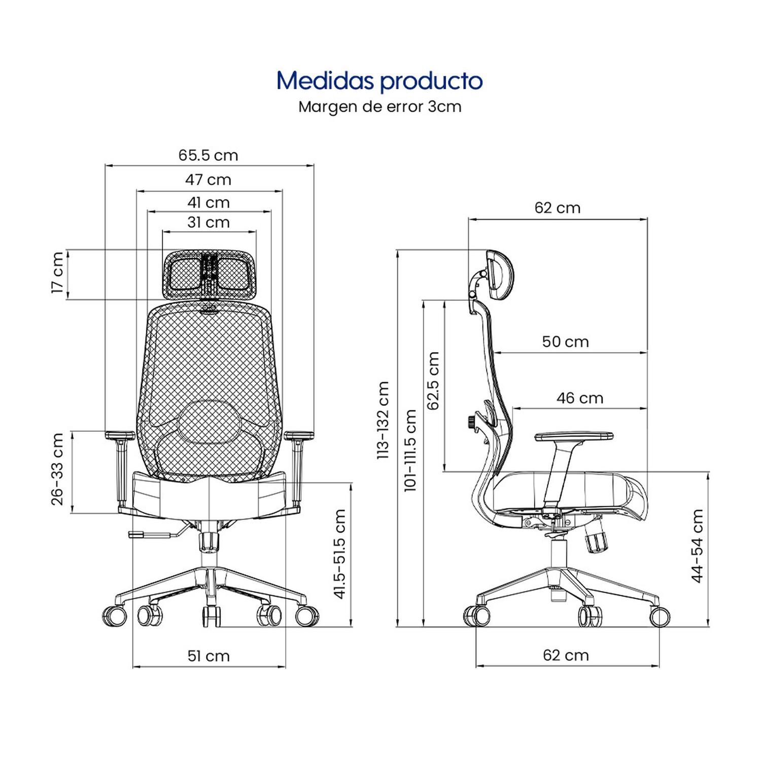 SILLA DE OFICINA ERGONÓMICA EJECUTIVA EVOX VC22 CON LUMBAR AJUSTABLE Y BRAZOS 3D - 8