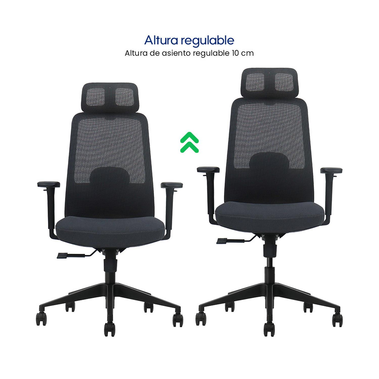 SILLA DE OFICINA ERGONÓMICA PROFESIONAL EVOX PC21 CON SOPORTE LUMBAR AJUSTABLE Y BRAZOS 3D - 3