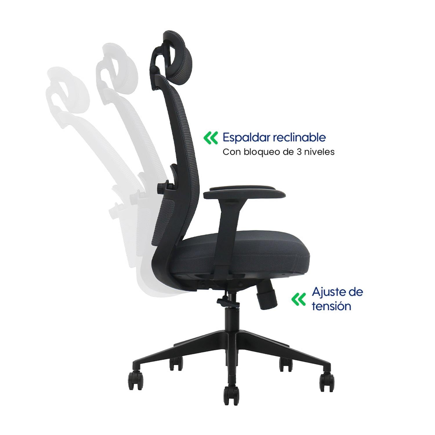 SILLA DE OFICINA ERGONÓMICA PROFESIONAL EVOX PC21 CON SOPORTE LUMBAR AJUSTABLE Y BRAZOS 3D - 5