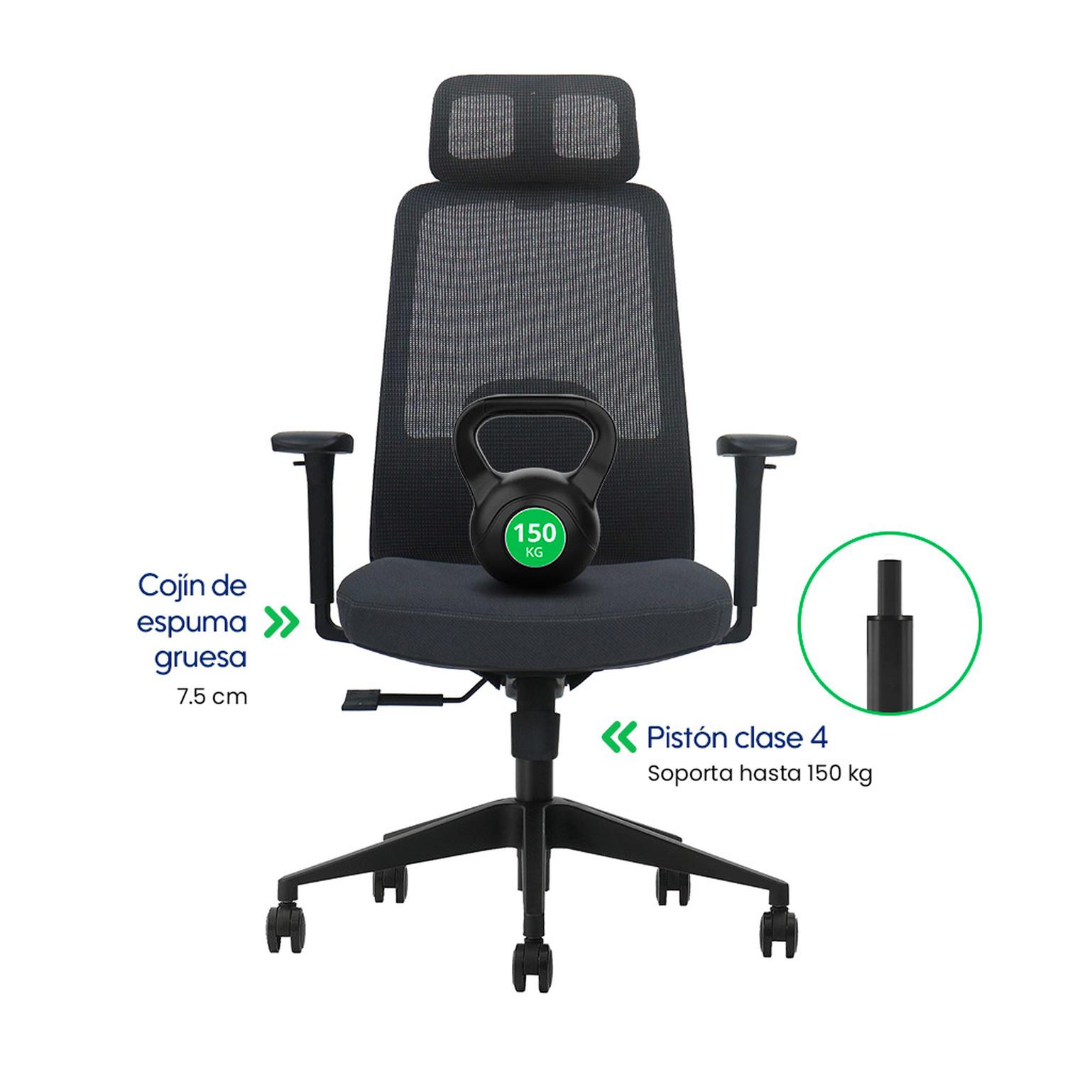 SILLA DE OFICINA ERGONÓMICA PROFESIONAL EVOX PC21 CON SOPORTE LUMBAR AJUSTABLE Y BRAZOS 3D - 6