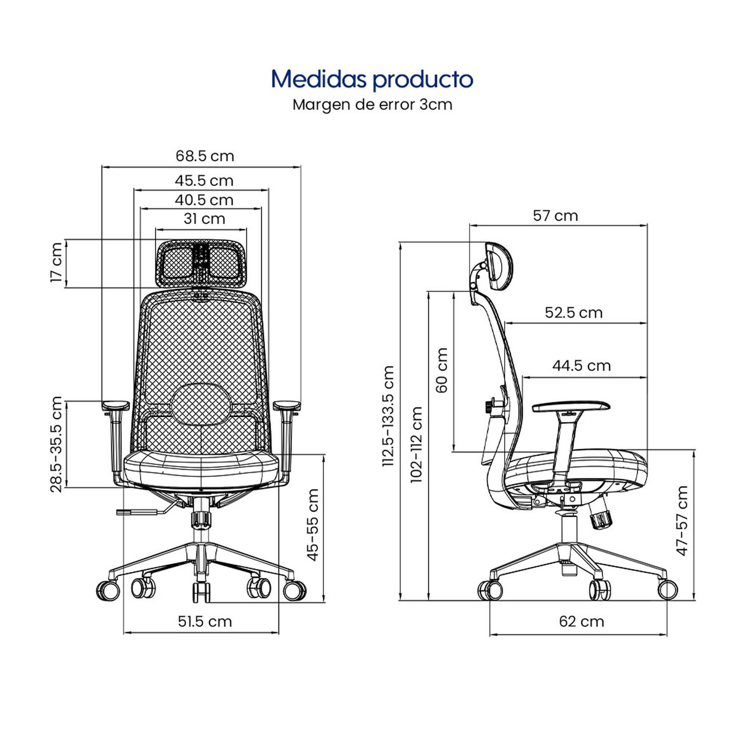 SILLA DE OFICINA ERGONÓMICA PROFESIONAL EVOX PC21 CON SOPORTE LUMBAR AJUSTABLE Y BRAZOS 3D - 8