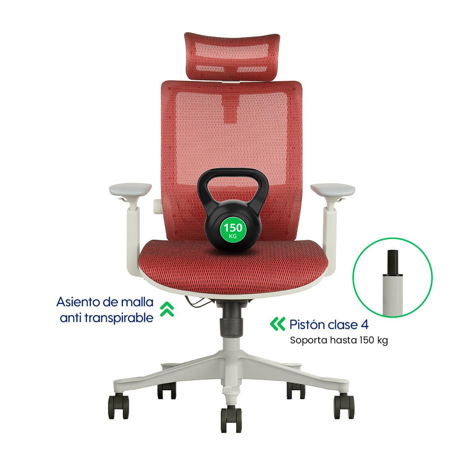 SILLA DE OFICINA ERGONÓMICA EVOX SM6-GH DE MALLA CON SOPORTE LUMBAR AJUSTABLE Y BRAZOS 3D - 7