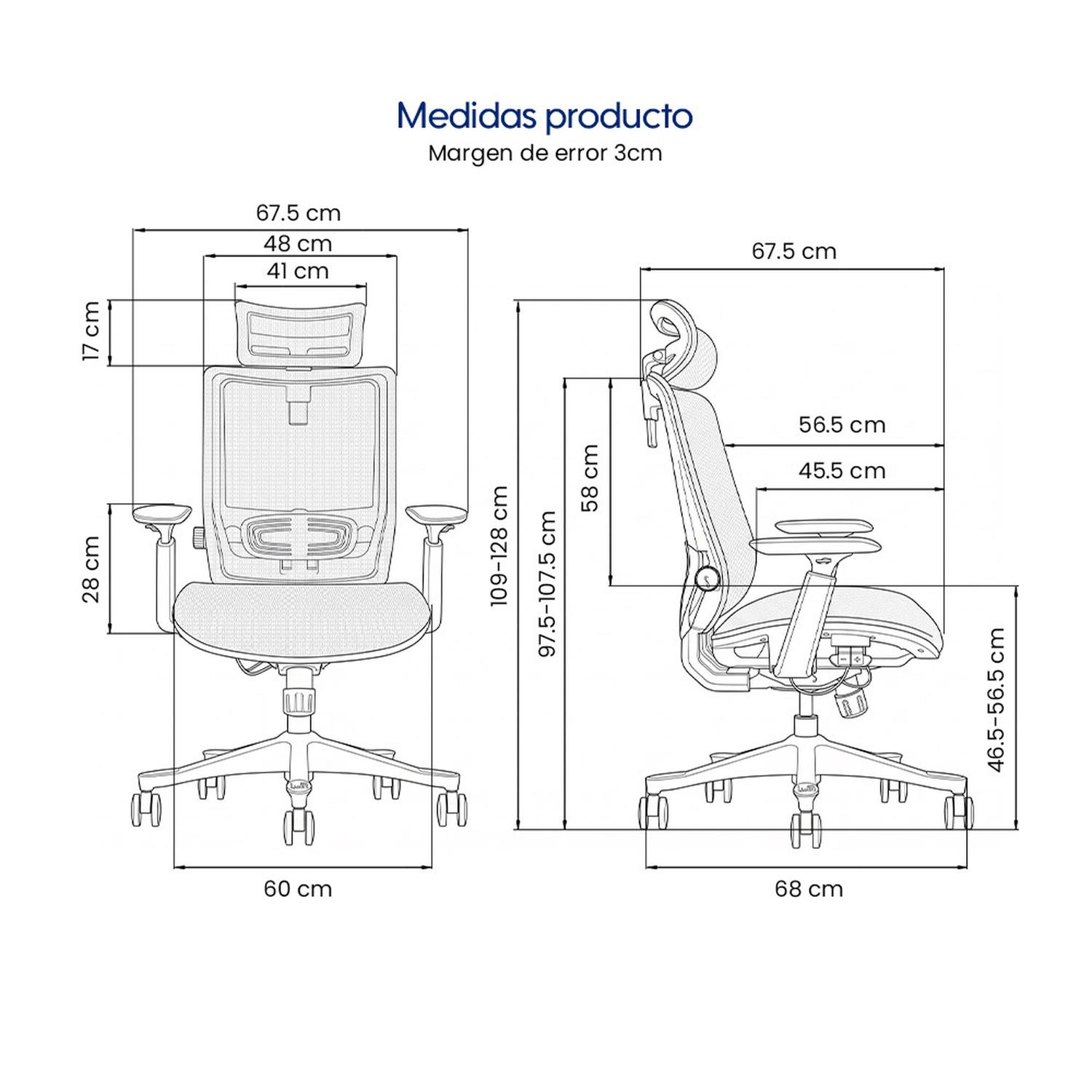 SILLA DE OFICINA ERGONÓMICA EVOX SM6-GH DE MALLA CON SOPORTE LUMBAR AJUSTABLE Y BRAZOS 3D - 9