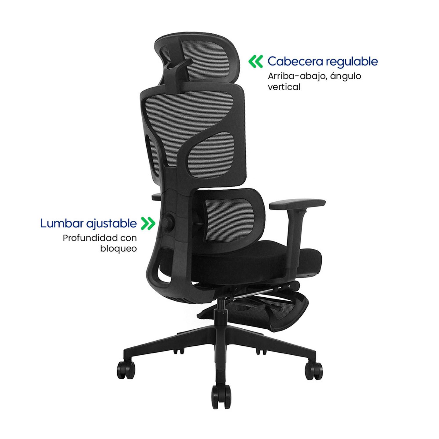 SILLA DE OFICINA ERGONÓMICA EVOX GT5-R CON DOBLE SOPORTE LUMBAR Y REPOSAPIÉS - 4