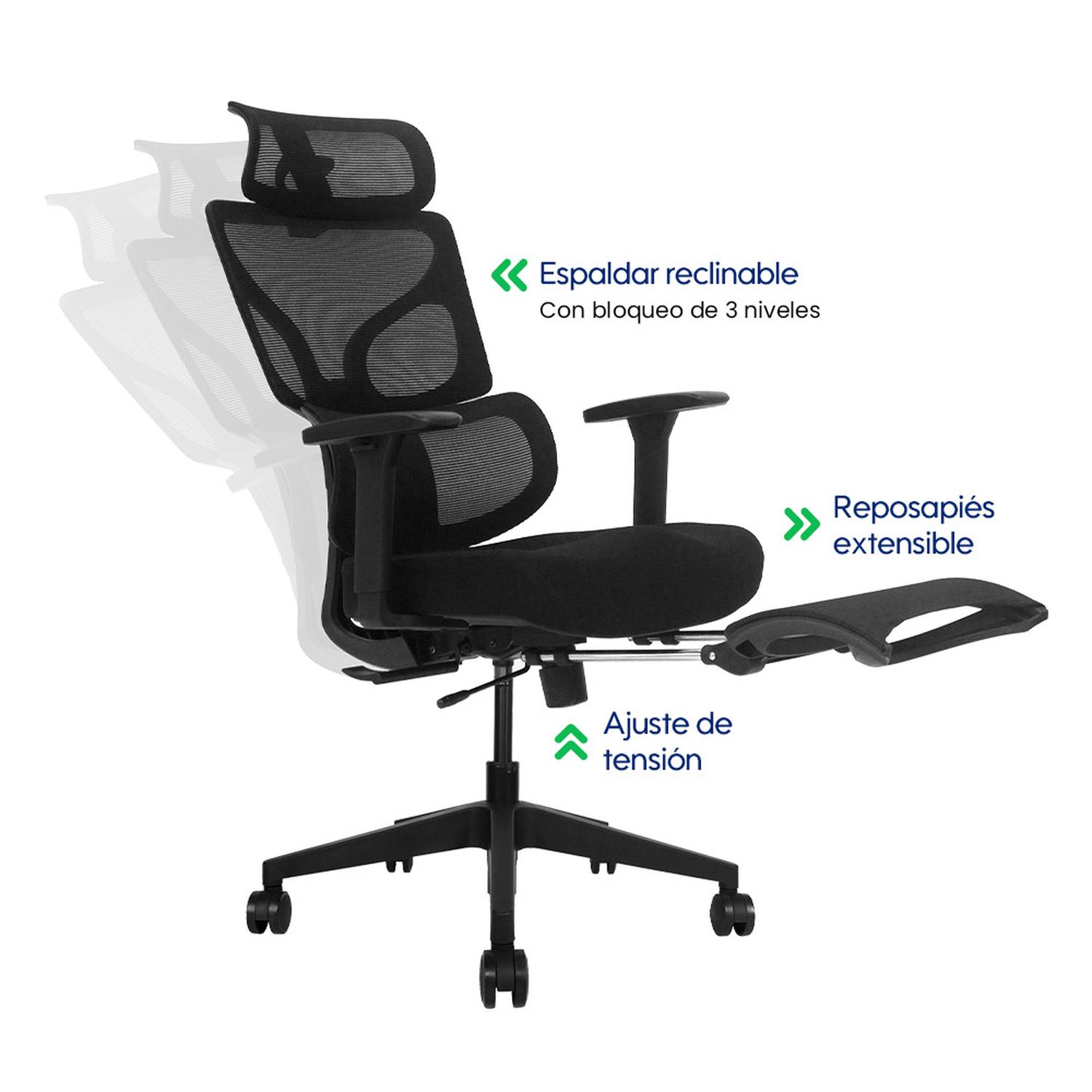 SILLA DE OFICINA ERGONÓMICA EVOX GT5-R CON DOBLE SOPORTE LUMBAR Y REPOSAPIÉS - 5