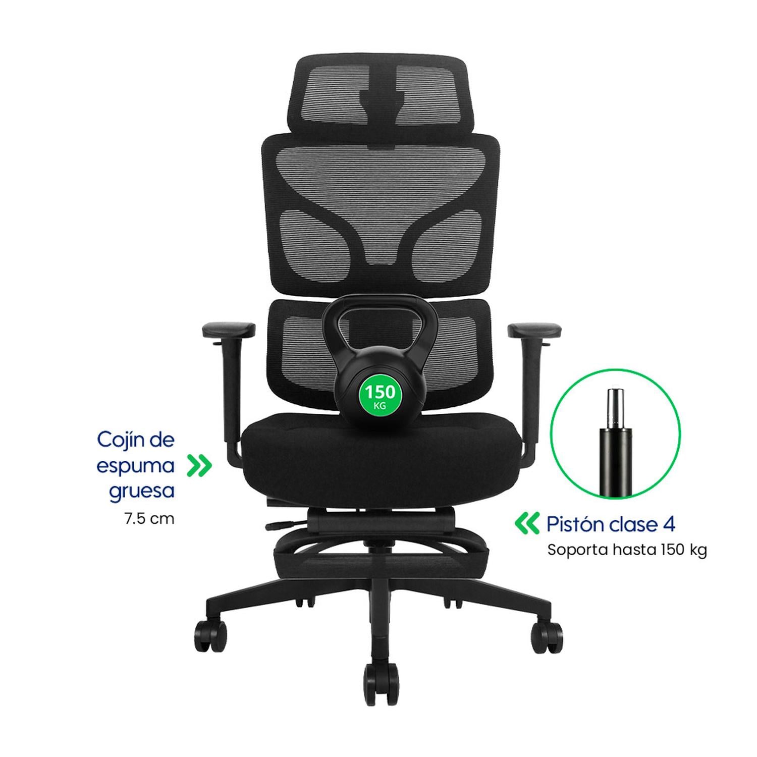 SILLA DE OFICINA ERGONÓMICA EVOX GT5-R CON DOBLE SOPORTE LUMBAR Y REPOSAPIÉS - 7