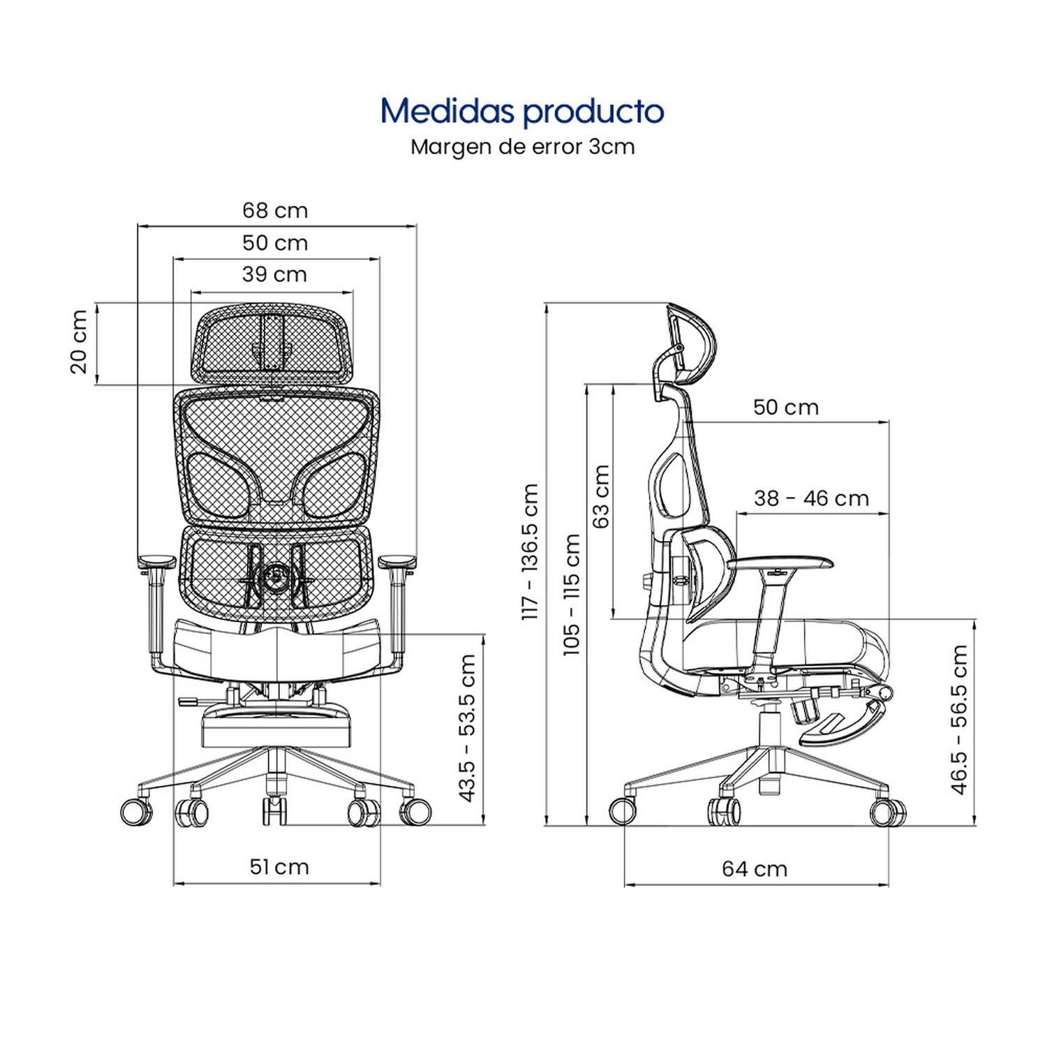 SILLA DE OFICINA ERGONÓMICA EVOX GT5-R CON DOBLE SOPORTE LUMBAR Y REPOSAPIÉS - 8