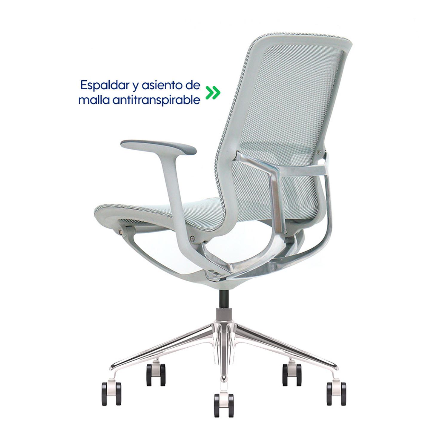 SILLA DE OFICINA ERGONÓMICA GRIS DE MALLA EVOX F5G - 6