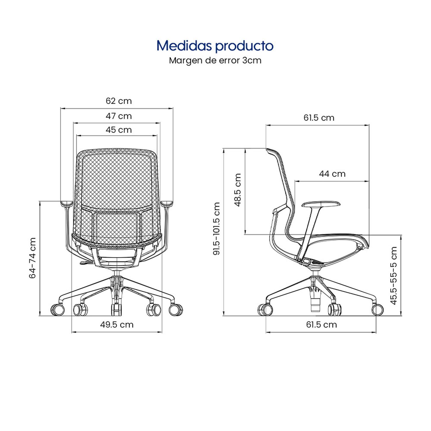 SILLA DE OFICINA ERGONÓMICA GRIS DE MALLA EVOX F5G - 8