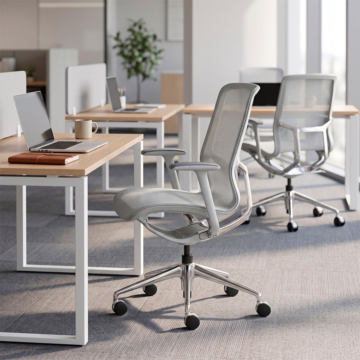SILLA DE OFICINA ERGONÓMICA GRIS DE MALLA EVOX F5G - 9