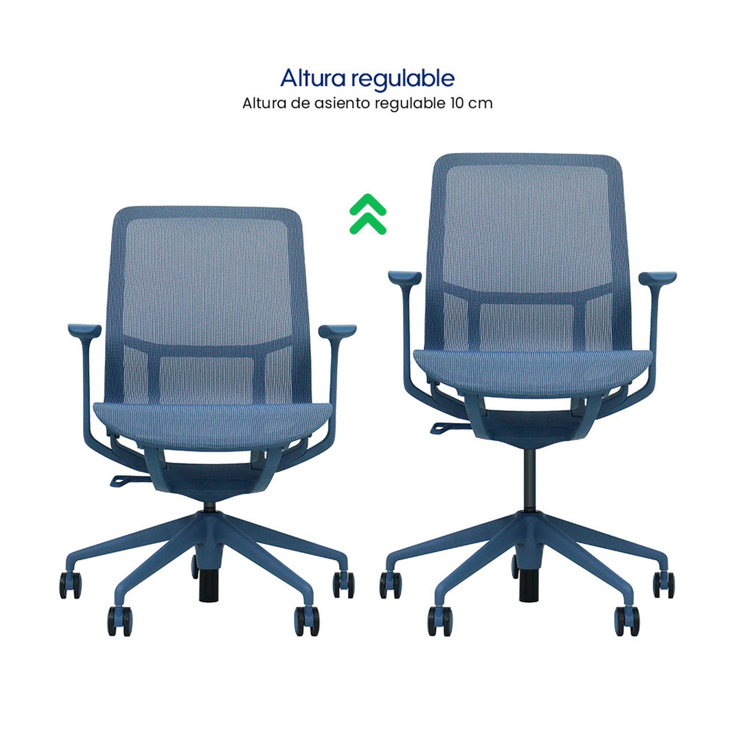 SILLA DE OFICINA ERGONÓMICA AZUL DE MALLA EVOX F5G-A - 3