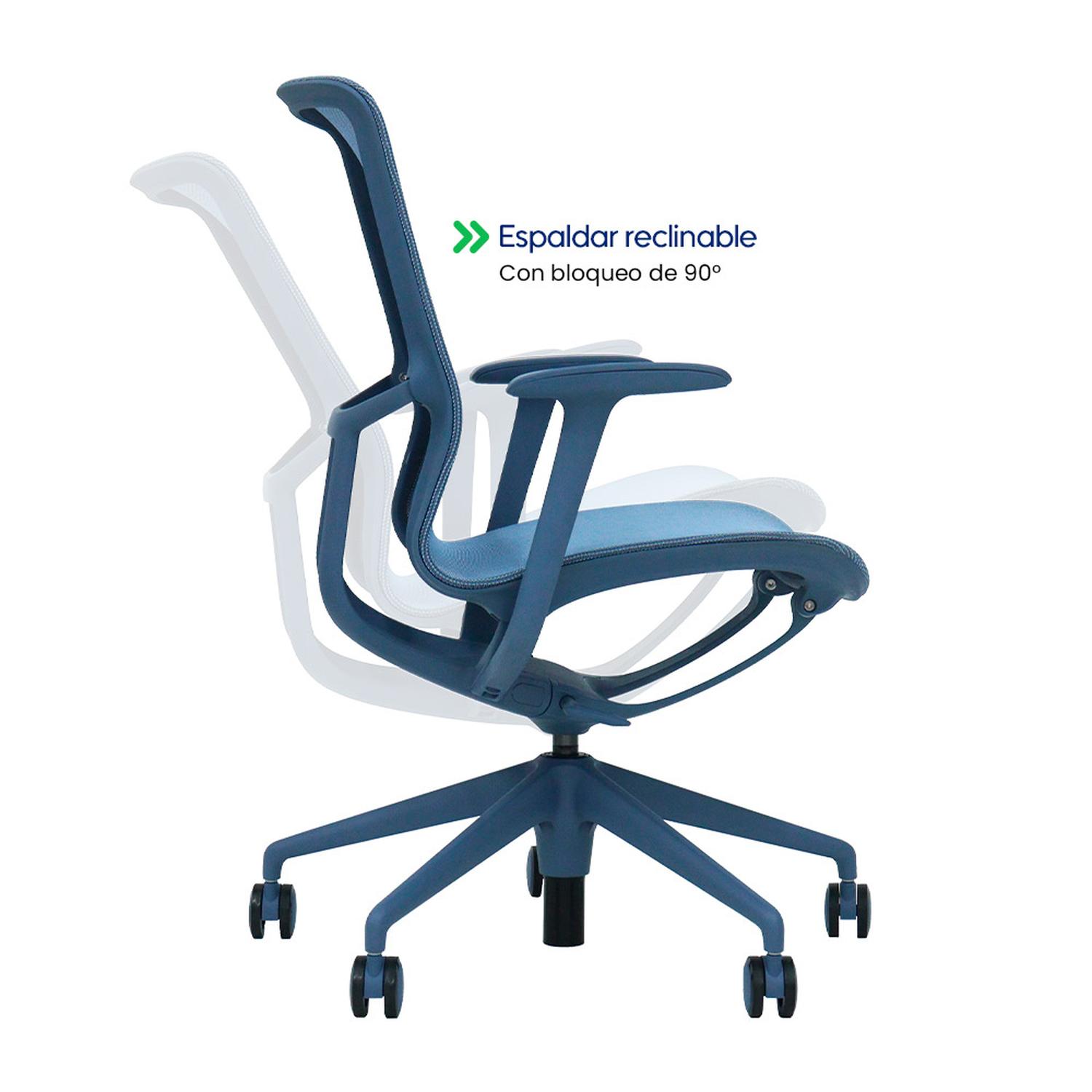 SILLA DE OFICINA ERGONÓMICA AZUL DE MALLA EVOX F5G-A - 4