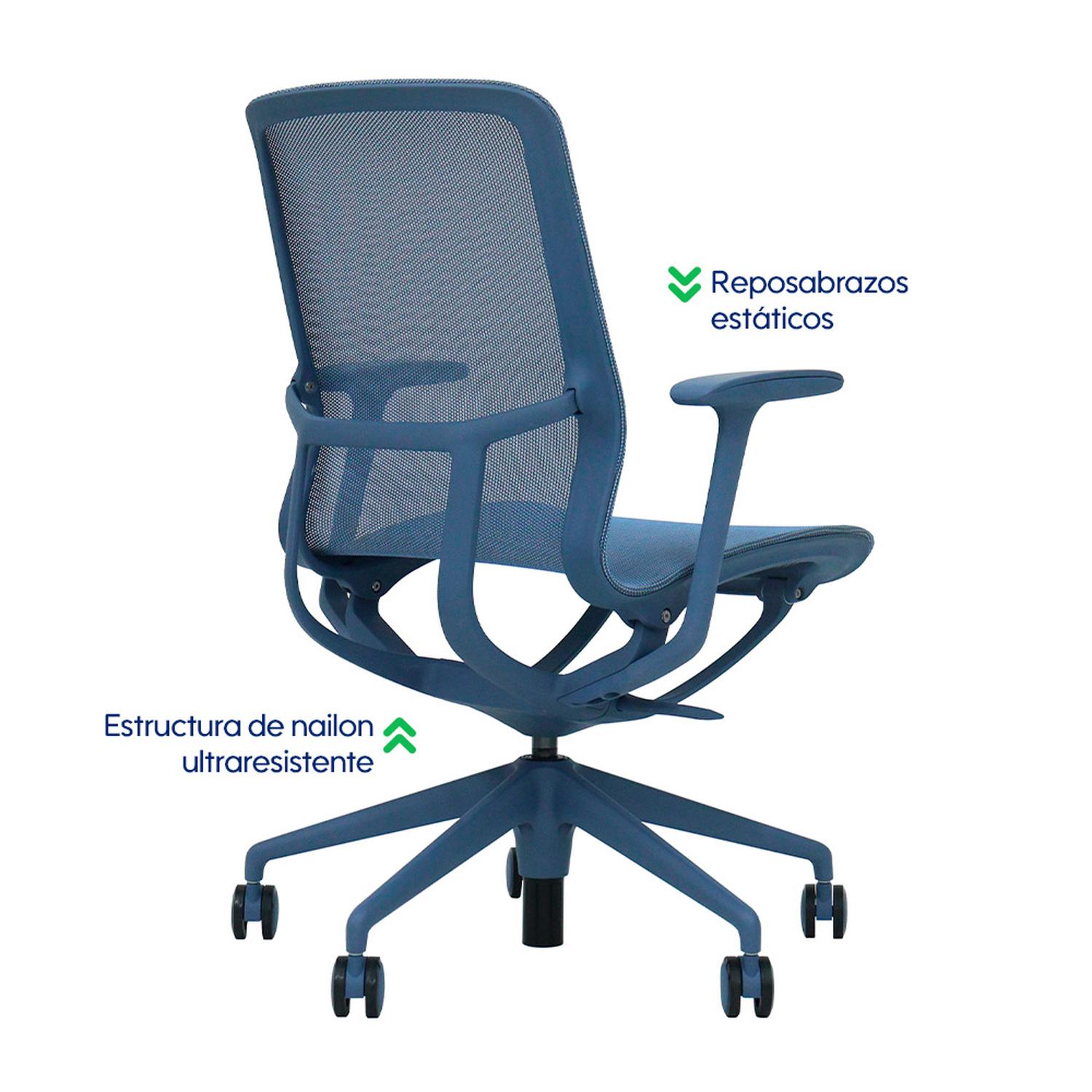 SILLA DE OFICINA ERGONÓMICA AZUL DE MALLA EVOX F5G-A - 5
