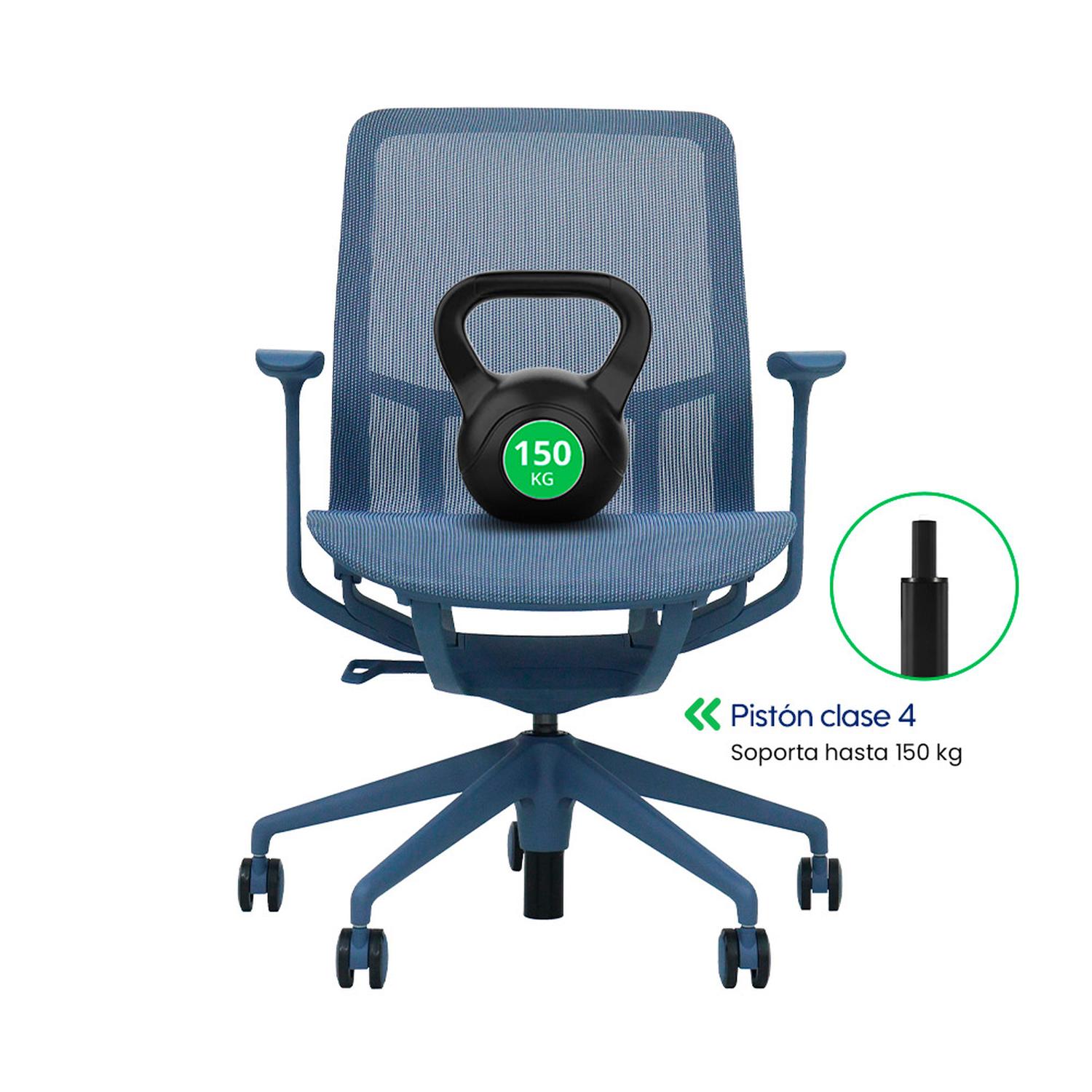 SILLA DE OFICINA ERGONÓMICA AZUL DE MALLA EVOX F5G-A - 7