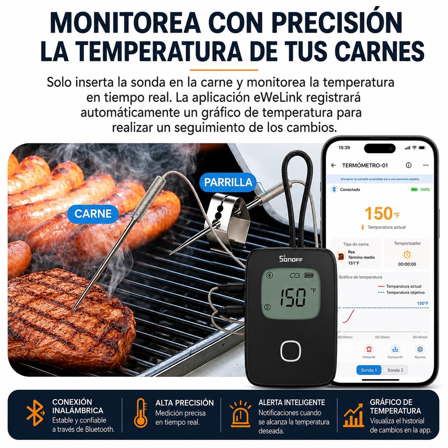TERMÓMETRO INTELIGENTE SONOFF PARA CARNE BBQ BMT01 - 4