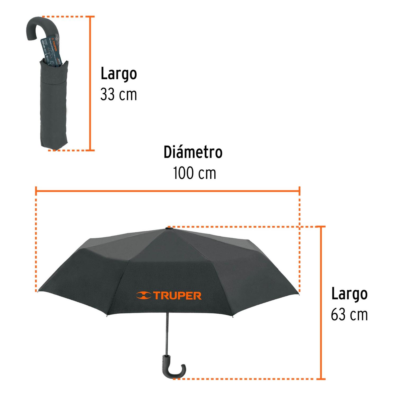 PARAGUAS COMPACTO PLEGABLE DE 100 CM TRUPER - 3