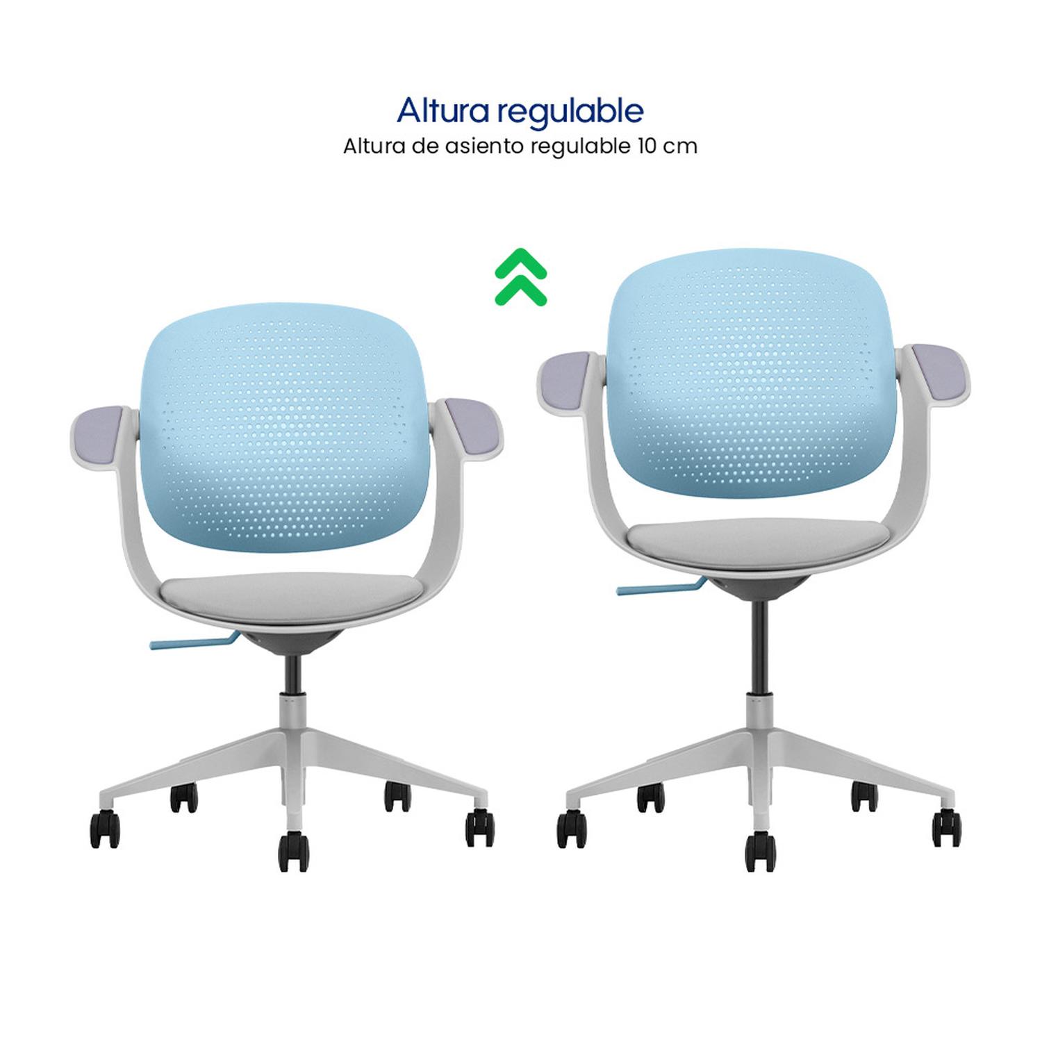 SILLA MULTIUSO ERGONÓMICA TURQUESA GIRATORIA EVOX F2T - 4