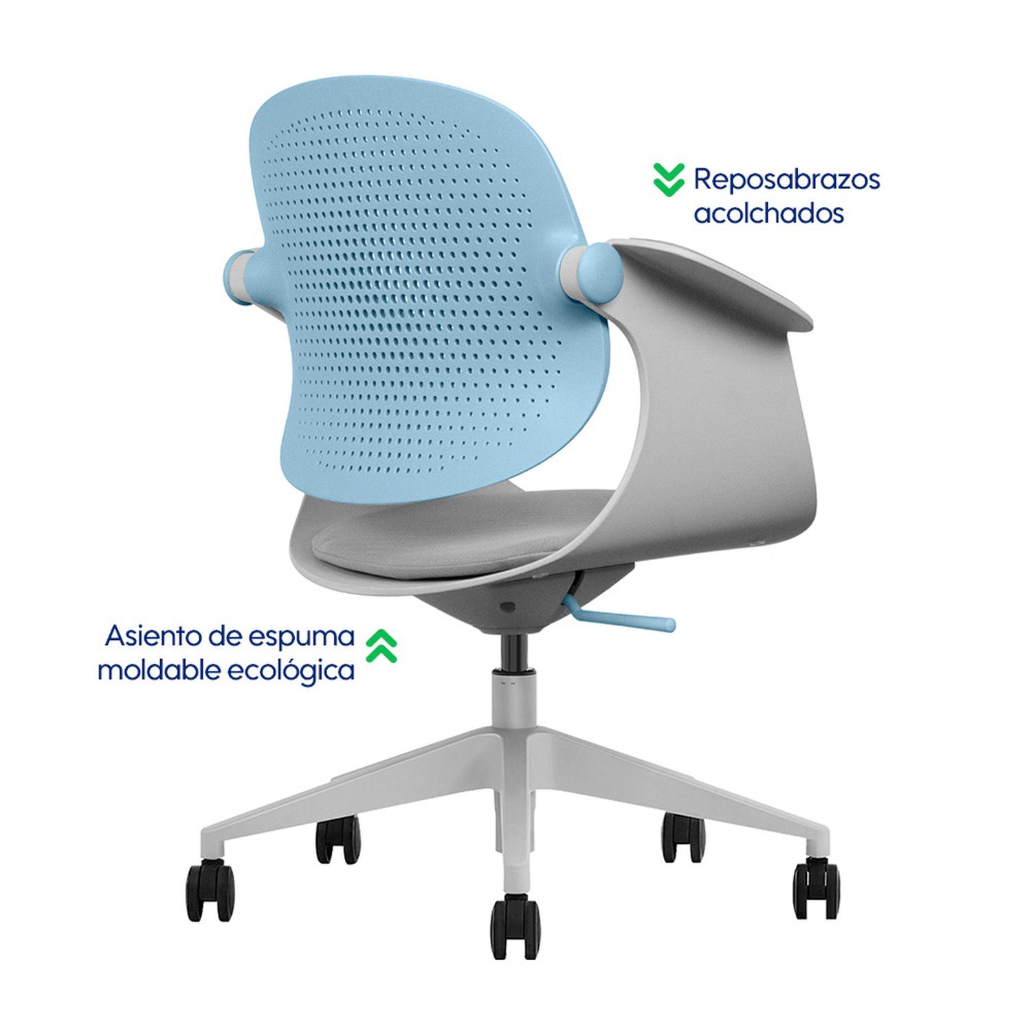 SILLA MULTIUSO ERGONÓMICA TURQUESA GIRATORIA EVOX F2T - 6