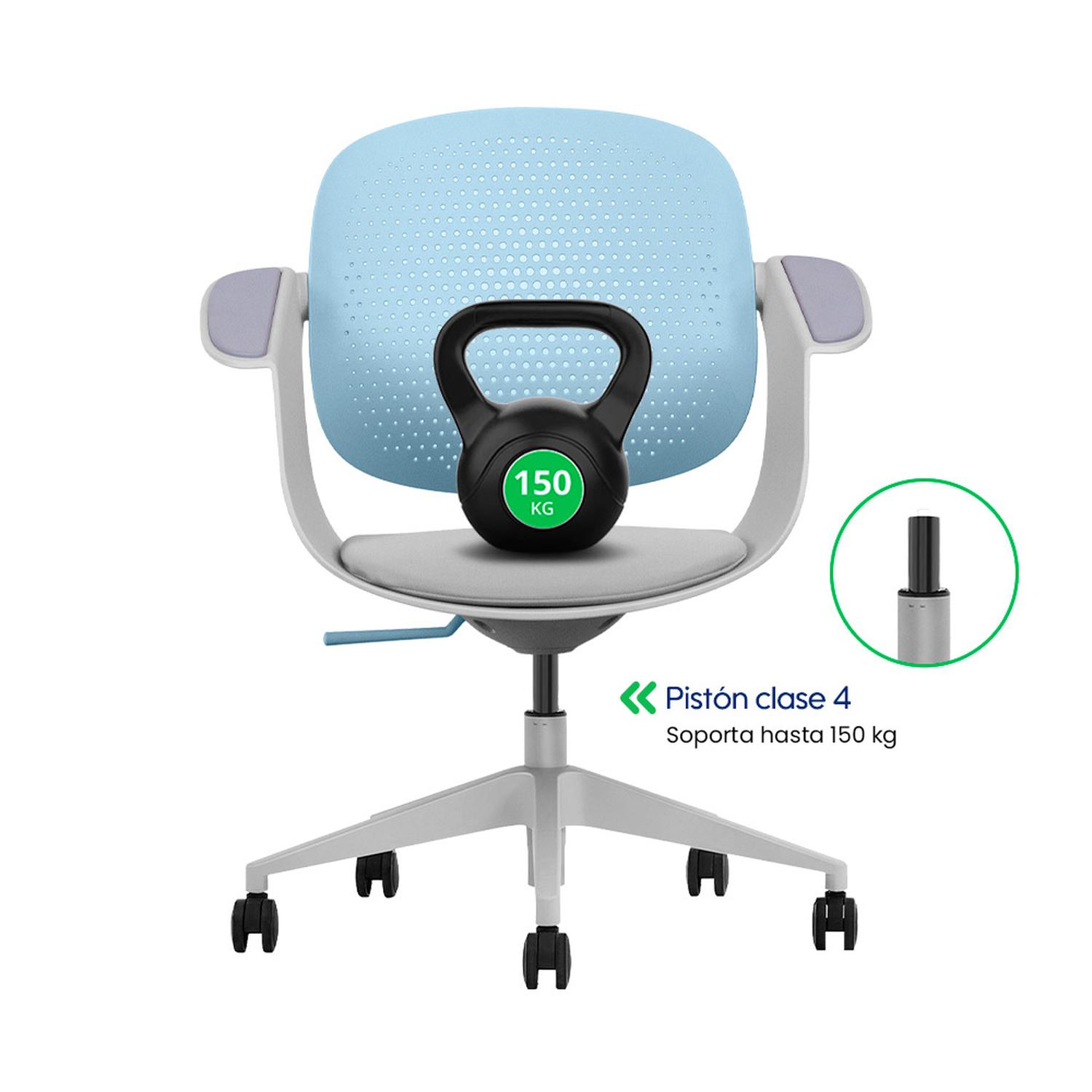 SILLA MULTIUSO ERGONÓMICA TURQUESA GIRATORIA EVOX F2T - 8