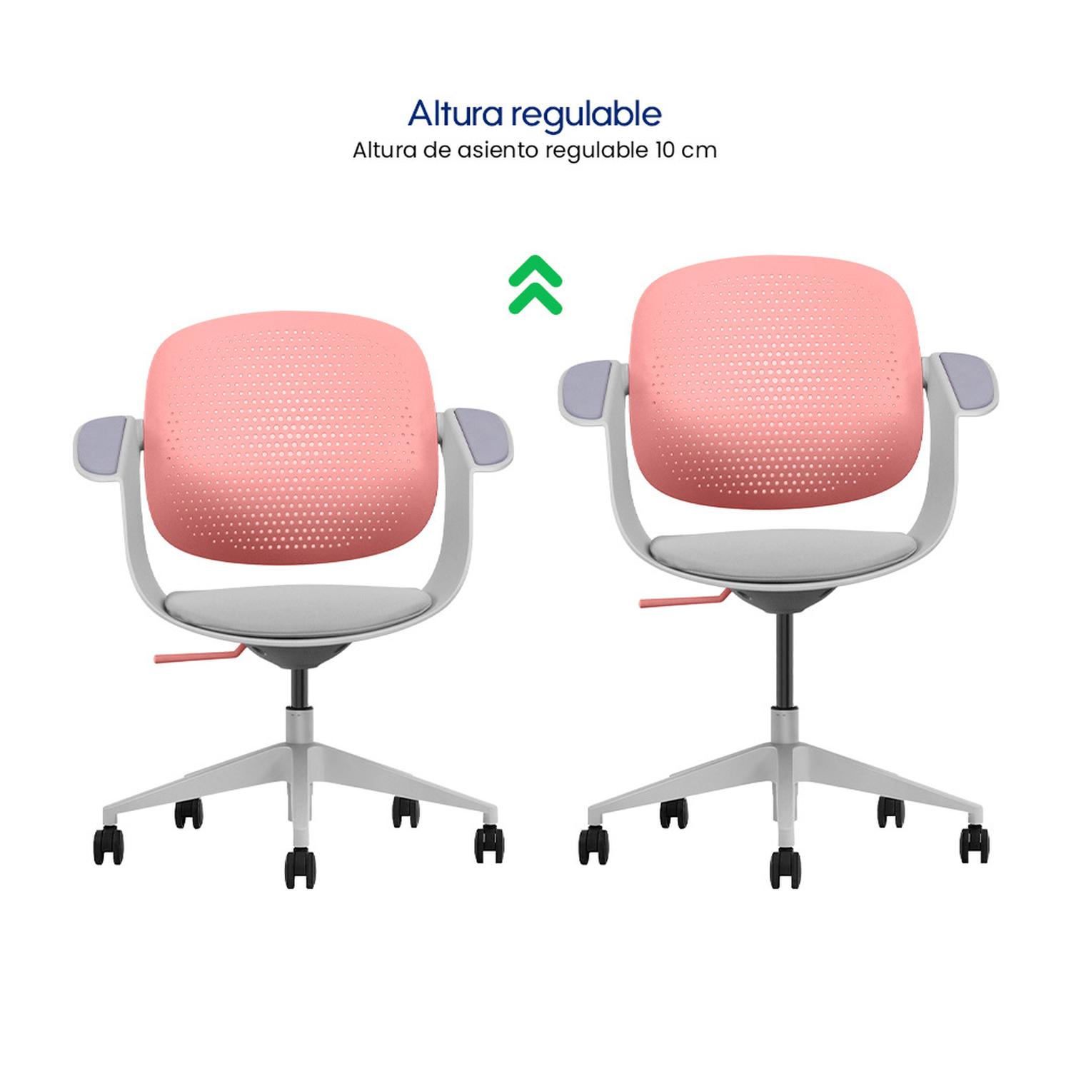 SILLA MULTIUSO ERGONÓMICA ROSA GIRATORIA EVOX F2R - 3