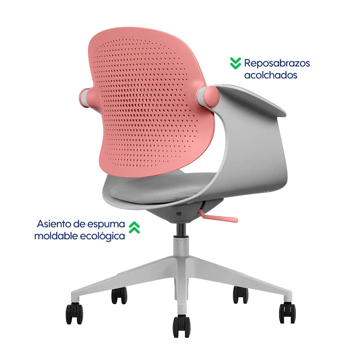 SILLA MULTIUSO ERGONÓMICA ROSA GIRATORIA EVOX F2R - 5