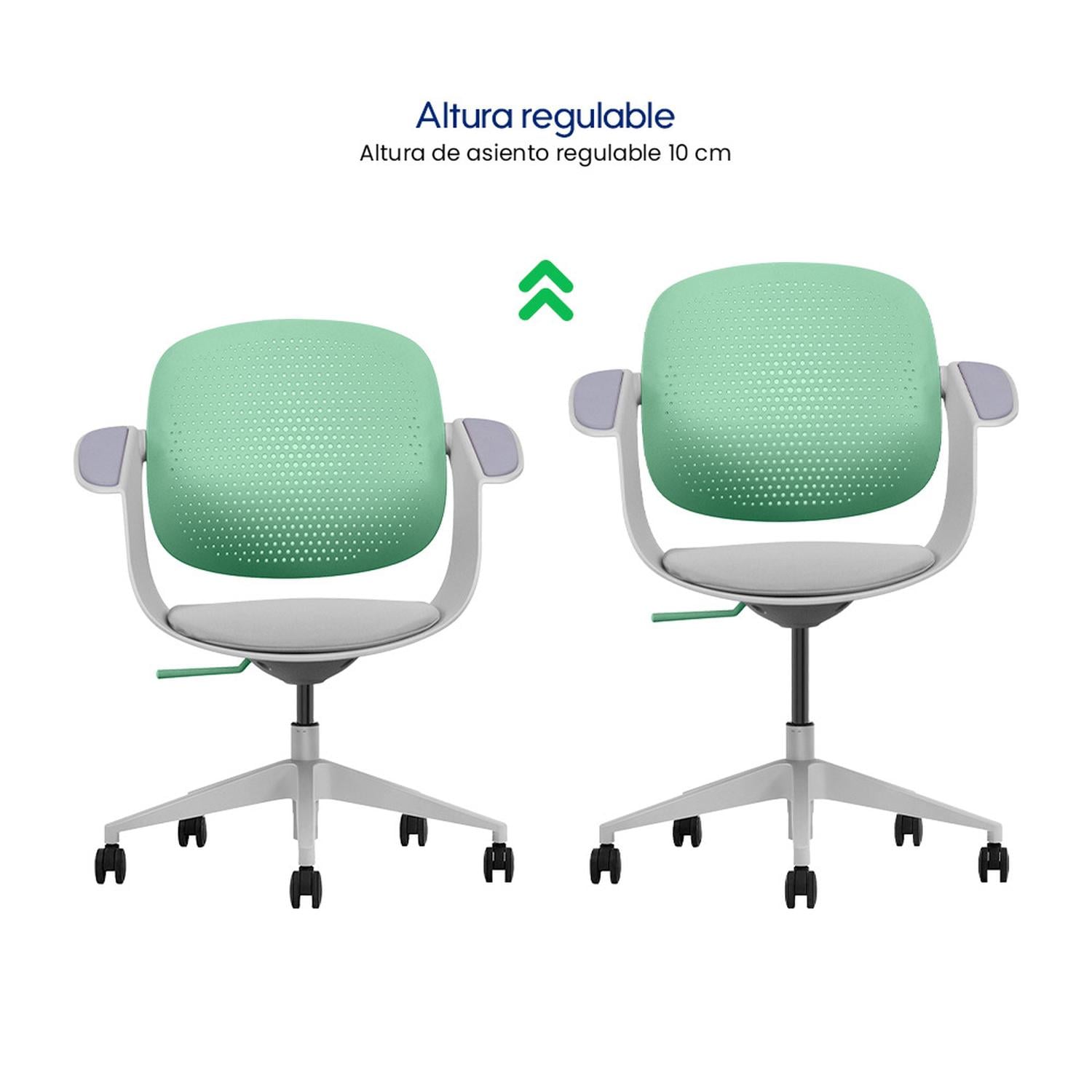 SILLA MULTIUSO ERGONÓMICA VERDE GIRATORIA EVOX F2V - 3