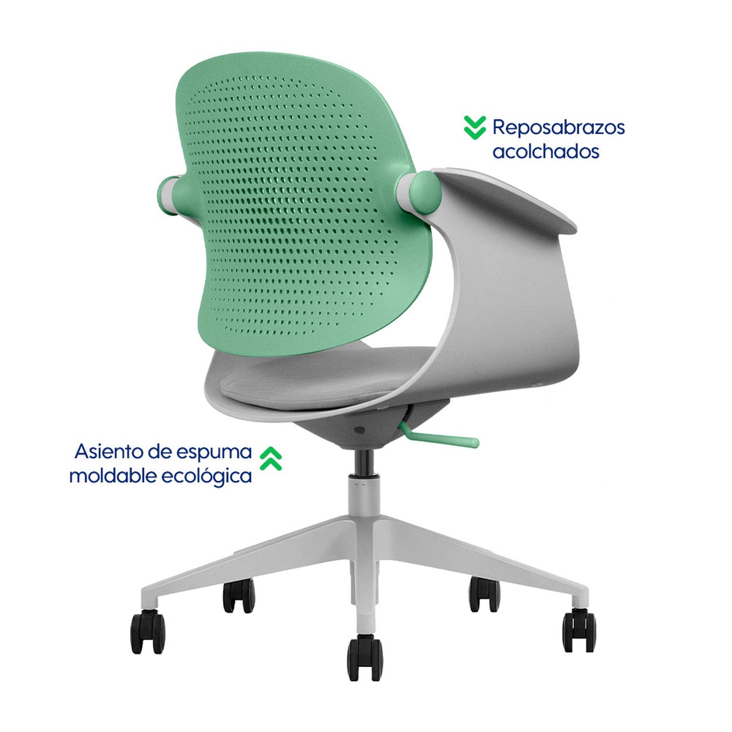 SILLA MULTIUSO ERGONÓMICA VERDE GIRATORIA EVOX F2V - 5