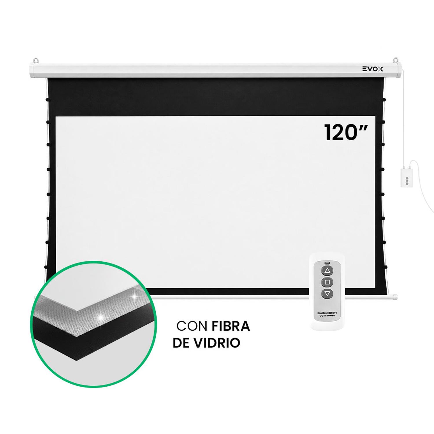 ECRAN ELÉCTRICO TENSIONADO EVOX PANTALLA DE 120 PULGADAS CON FIBRA DE VIDRIO - 1